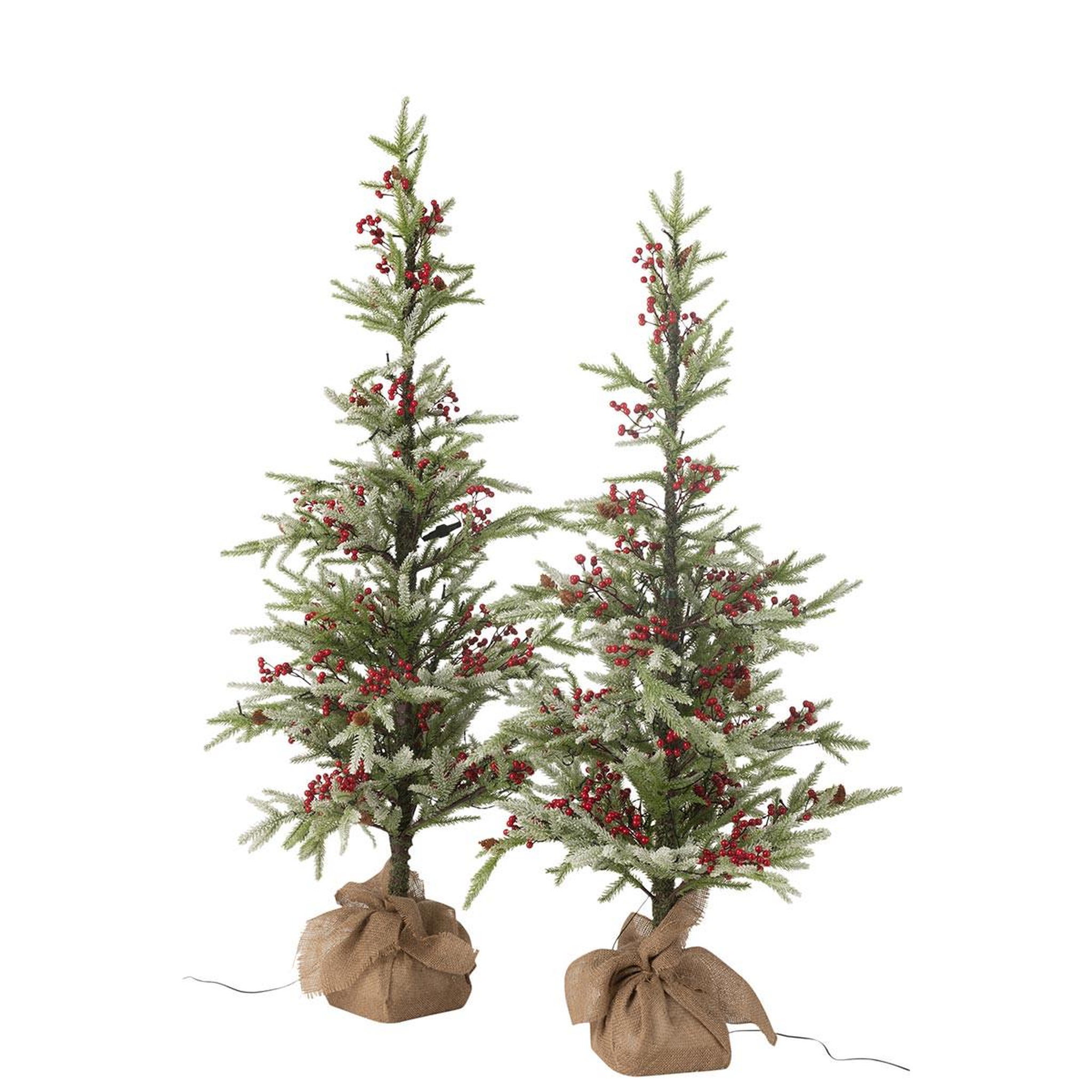 Voir la diapositive 5 : J-LINE Sapin de noël artificiel à led  jute  150cm vert