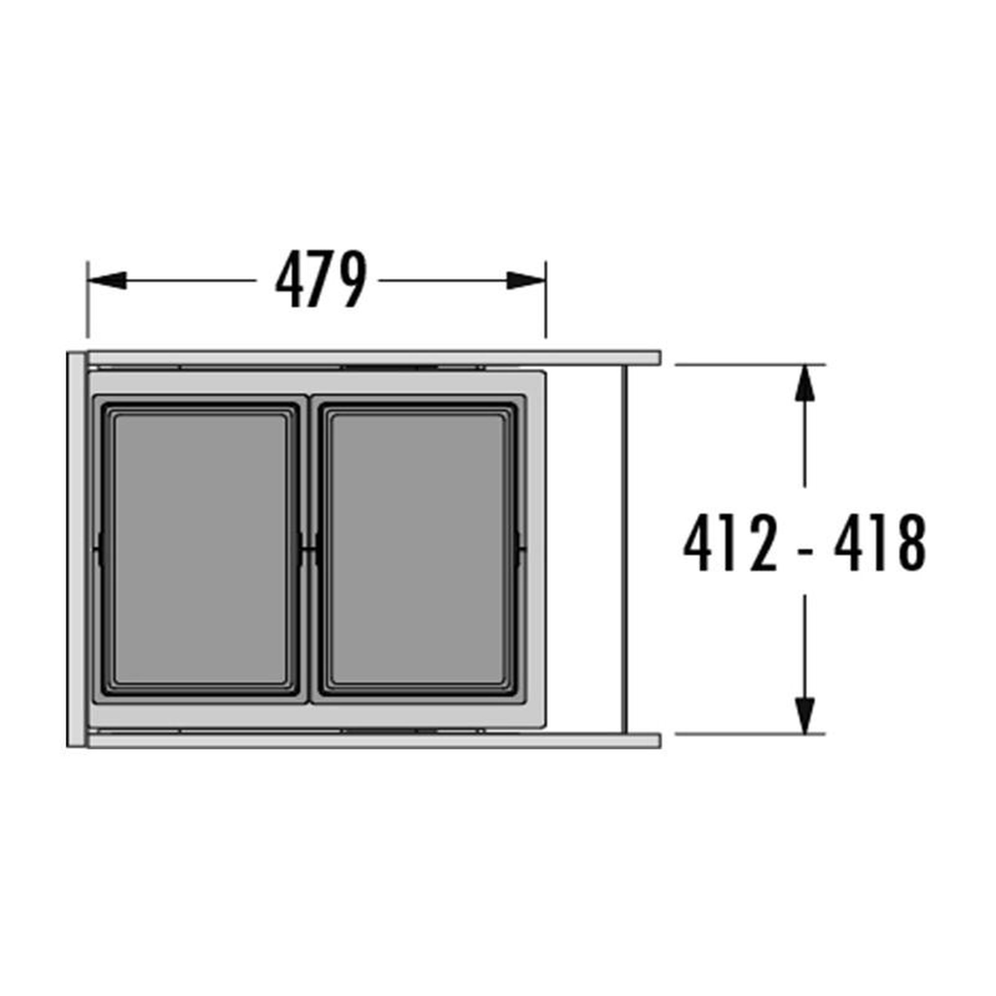 Voir la diapositive 4 : HAILO Poubelle de cuisine tri sélectif 2 bacs encastrable 70l (35+35) hailo as euro cargo 450 nt480