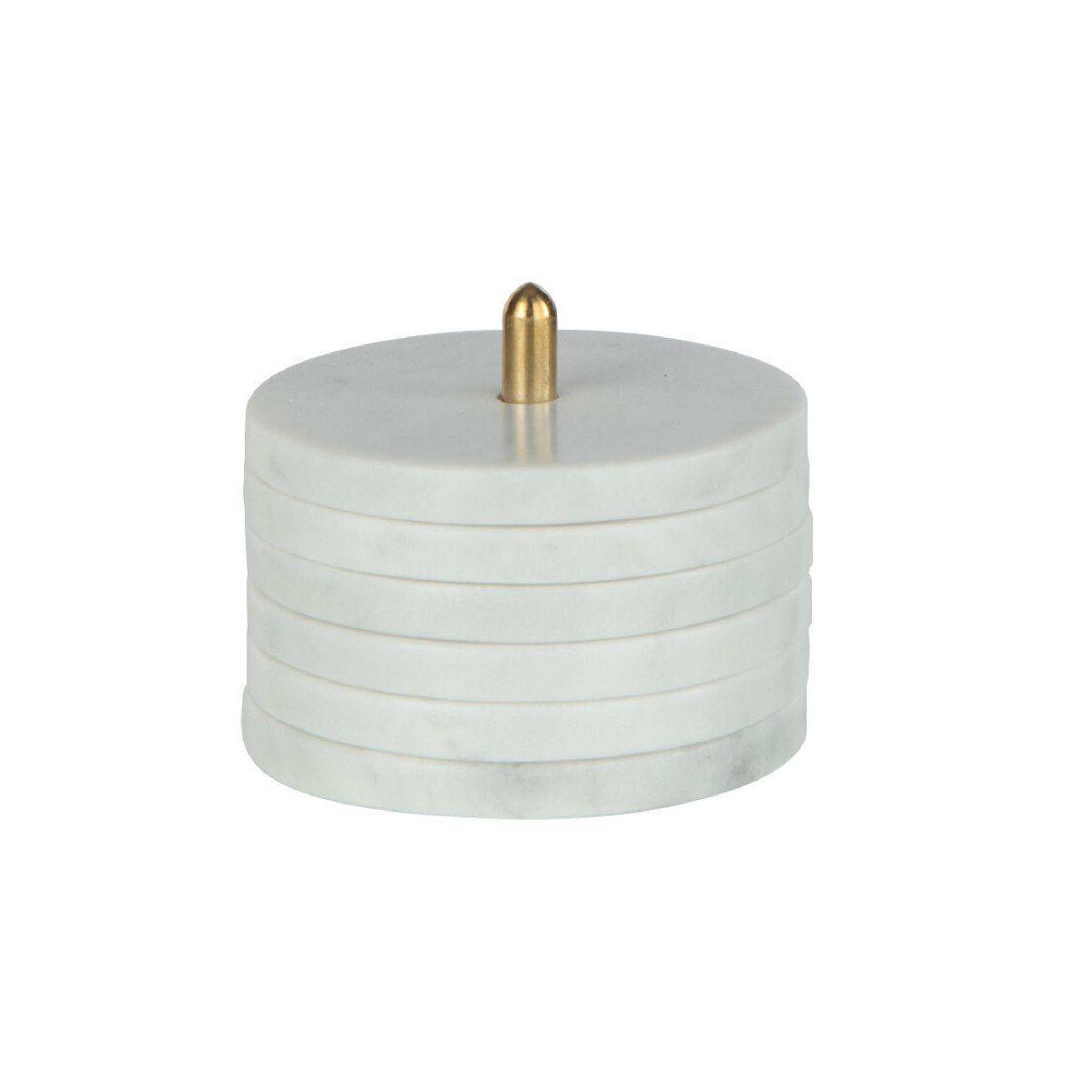 Voir la diapositive 2 : J-LINE Lot de 6 dessous de verre  marbre  12cm blanc