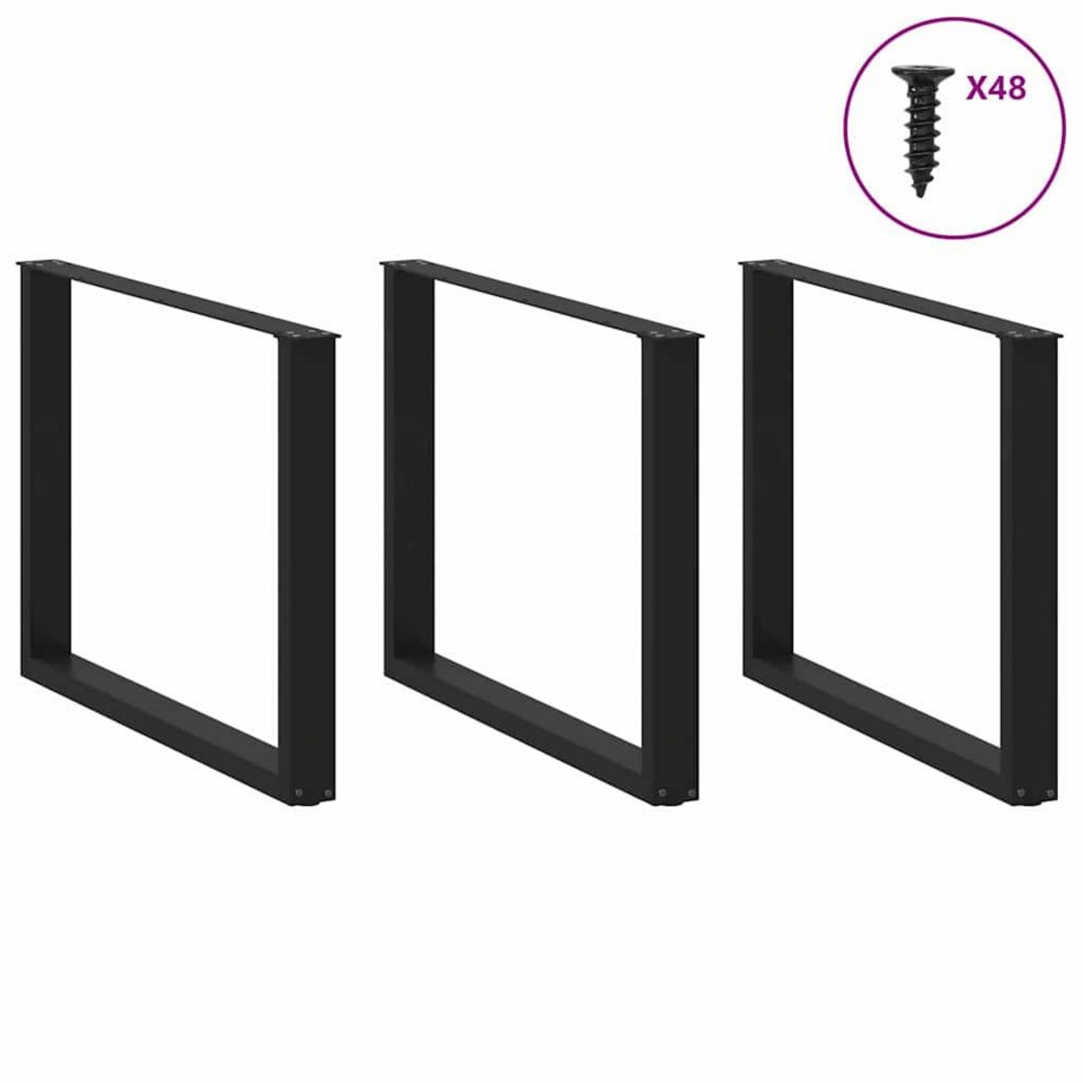 VIDAXL Pieds de table a manger forme de U 2 pcs noir 100x(72-73) cm