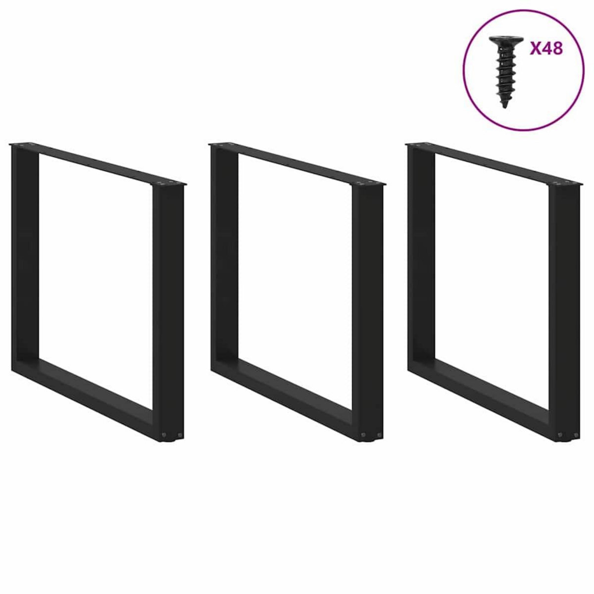 VIDAXL Pieds de table a manger forme de U 2 pcs noir 100x(72-73) cm