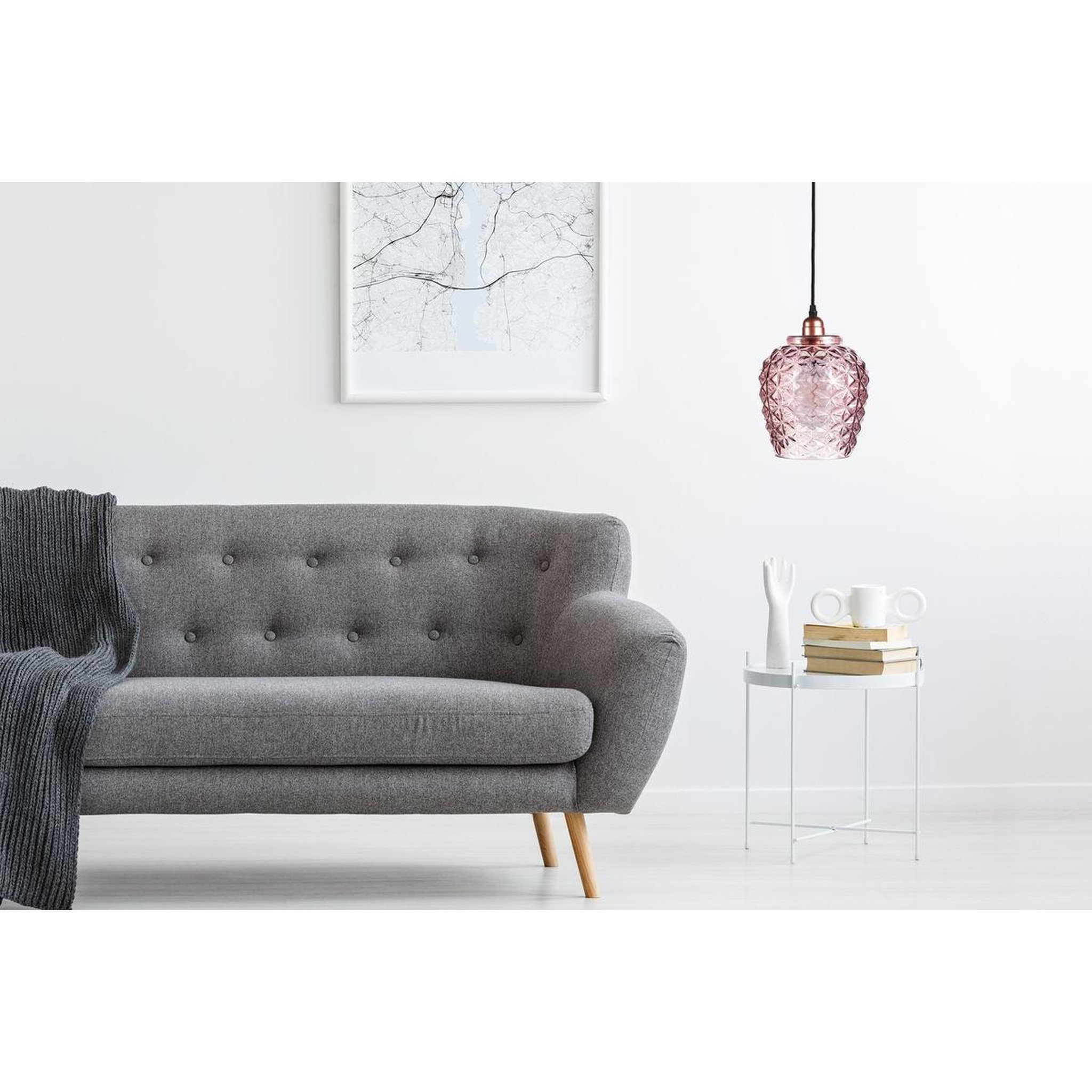 Voir la diapositive 2 : Paris Prix Lampe Suspension en Verre  Vila  24cm Violet