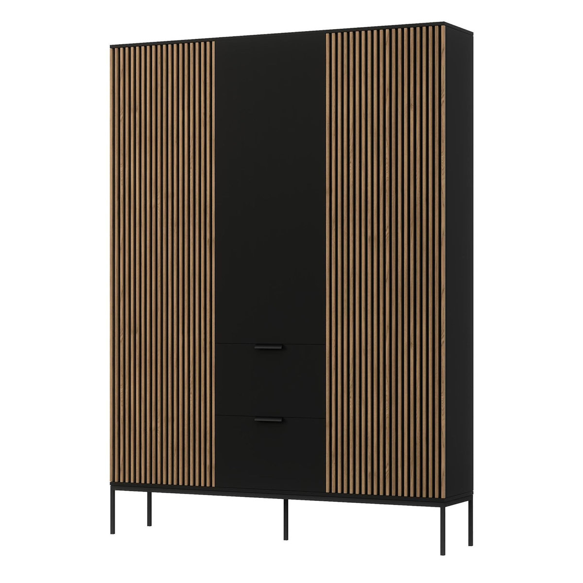 BEST MOBILIER Savanna - armoire - effet bois et noir - 185x180 cm