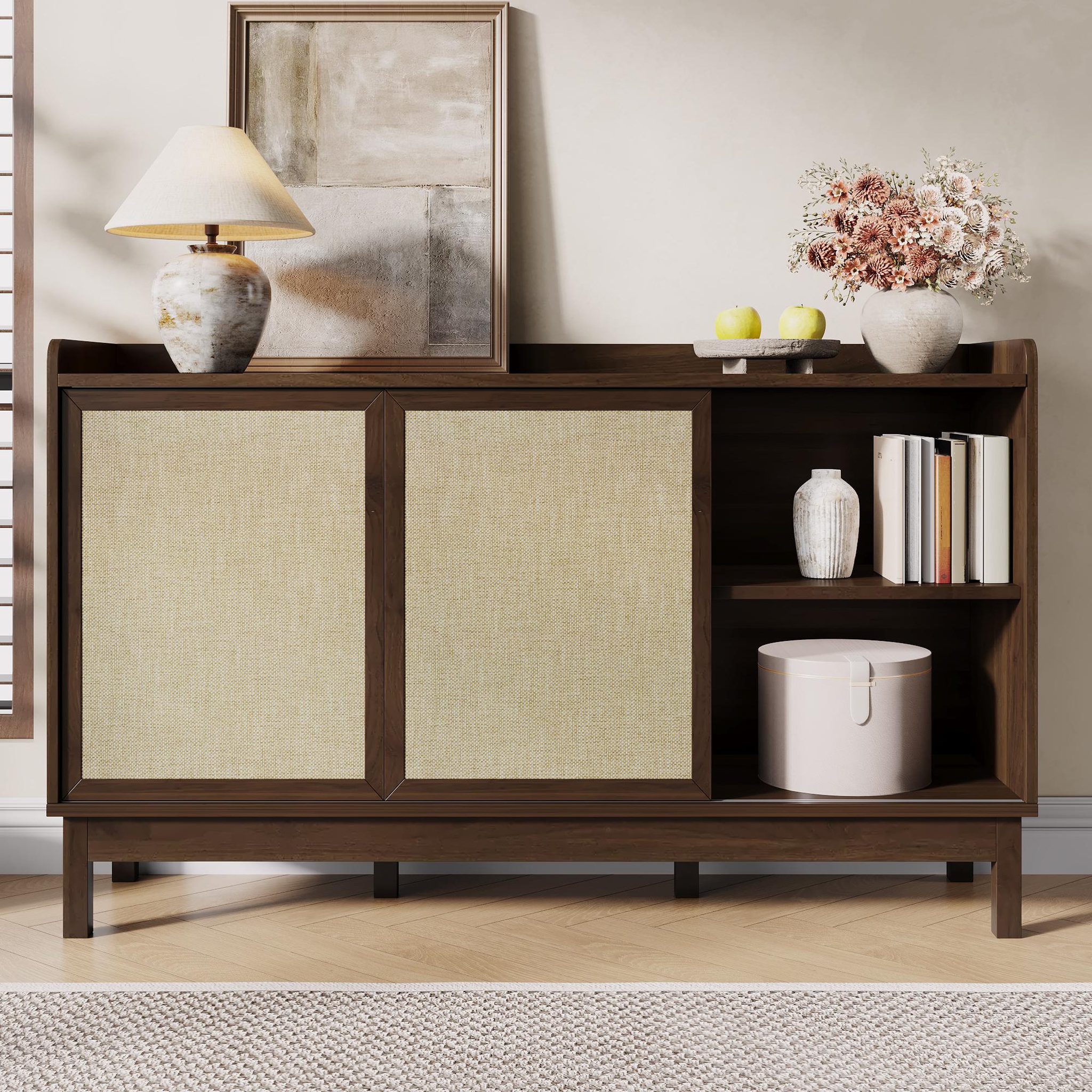 Voir la diapositive 2 : MERAX Buffet 2 porte(s) 2 tiroir(s) - 150 cm naturel panneau de particules