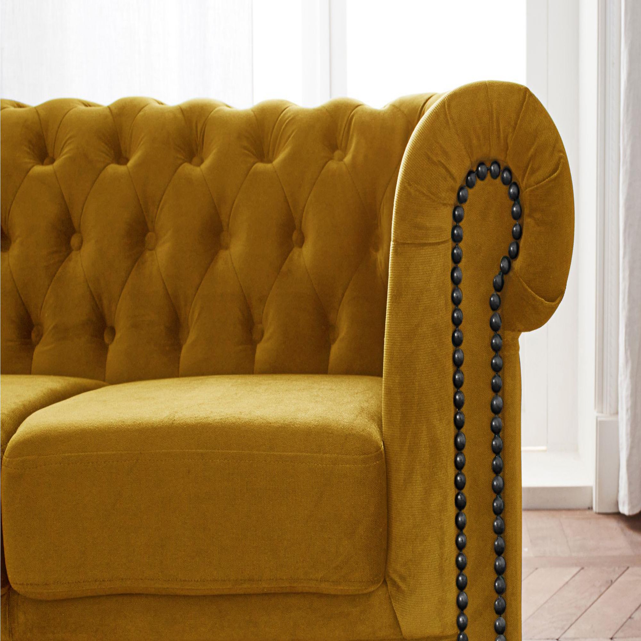 Voir la diapositive 3 : LISA DESIGN William - canapé chesterfield d'angle gauche - 4 places - en velours