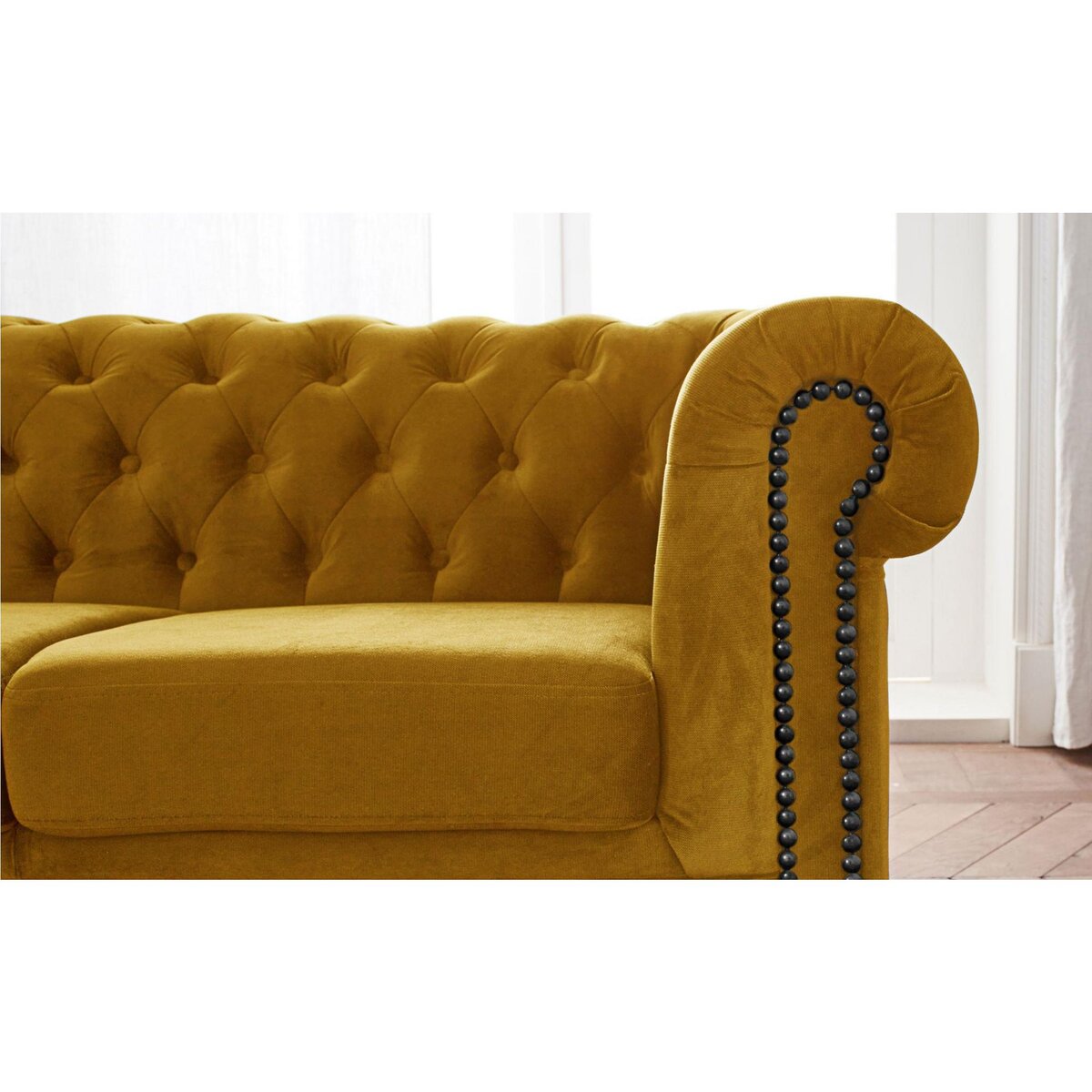 LISA DESIGN William - canapé chesterfield d'angle gauche - 4 places - en velours