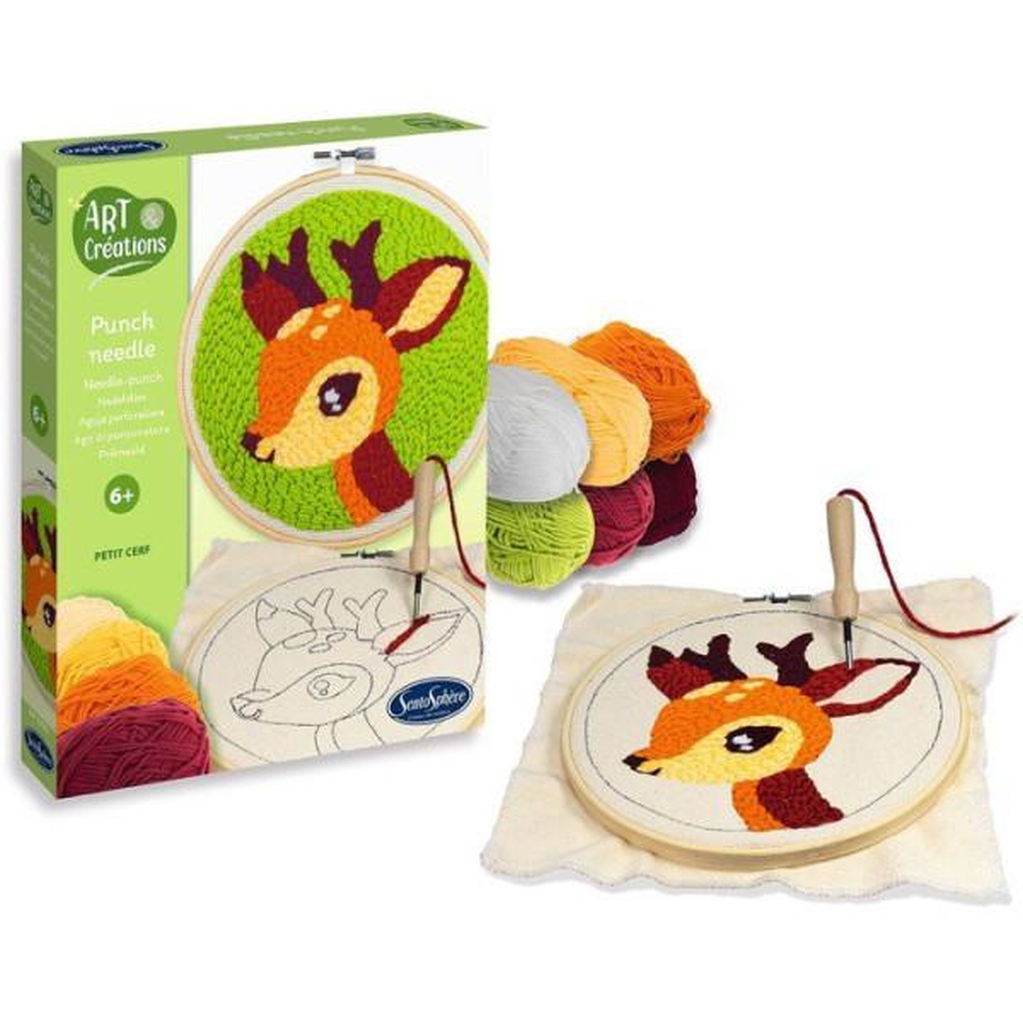 Voir la diapositive 1 : Sentosphere Broderie aiguille magique - SENTOSPHERE - Art & Créations - Punch Needle - Petit Cerf - Initiation au crochet - Des 6 ans