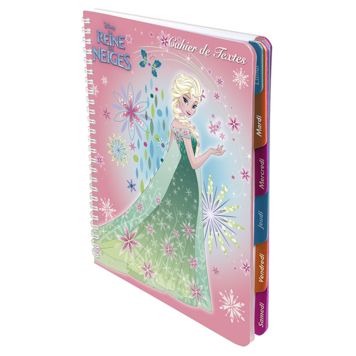 SIL Cahier de texte à spirale fille 17x22cm 148 pages Reine des neiges Elsa rose
