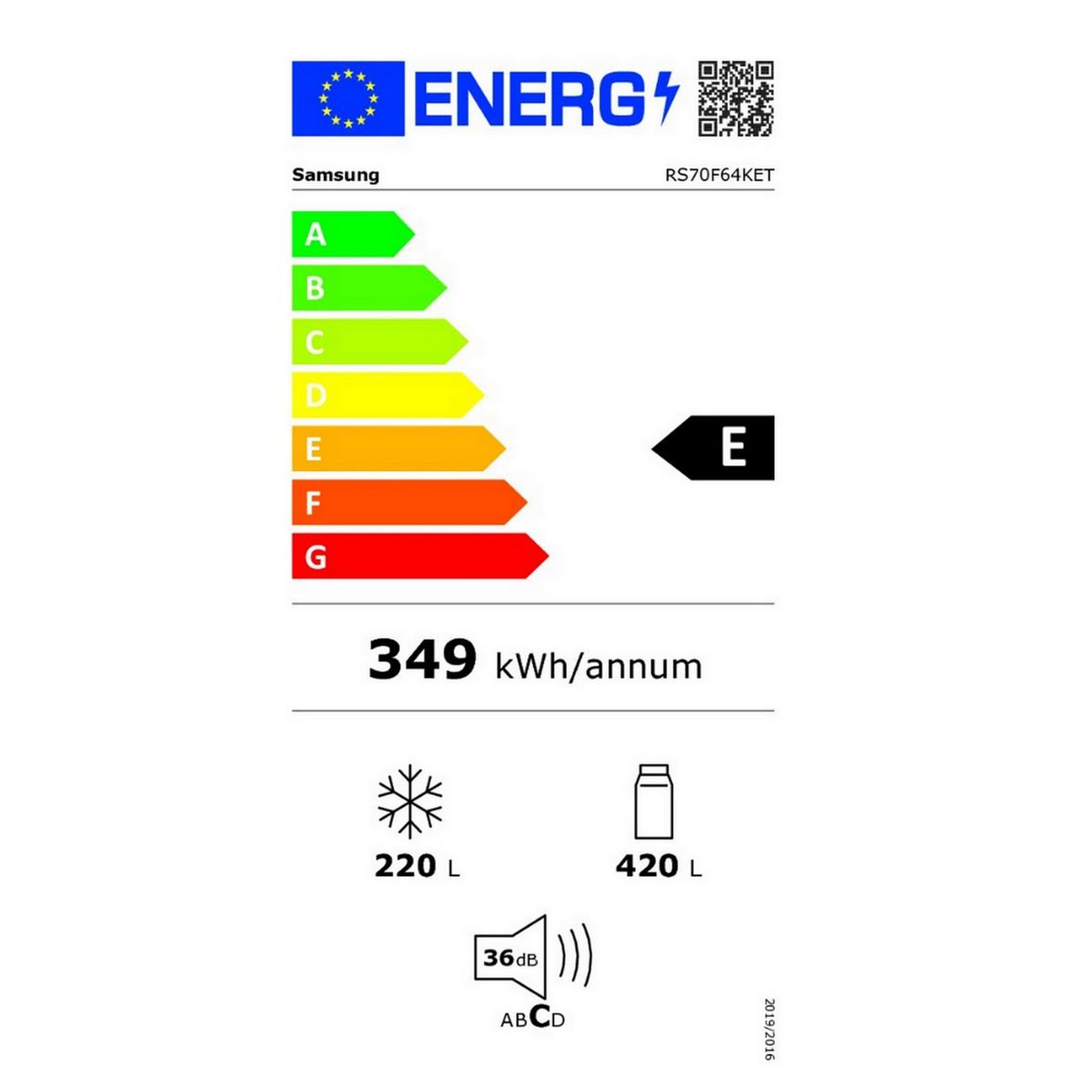 Voir la diapositive 2 : Samsung Réfrigérateur américain 91.2cm 640l ventilé - rs70f64ket