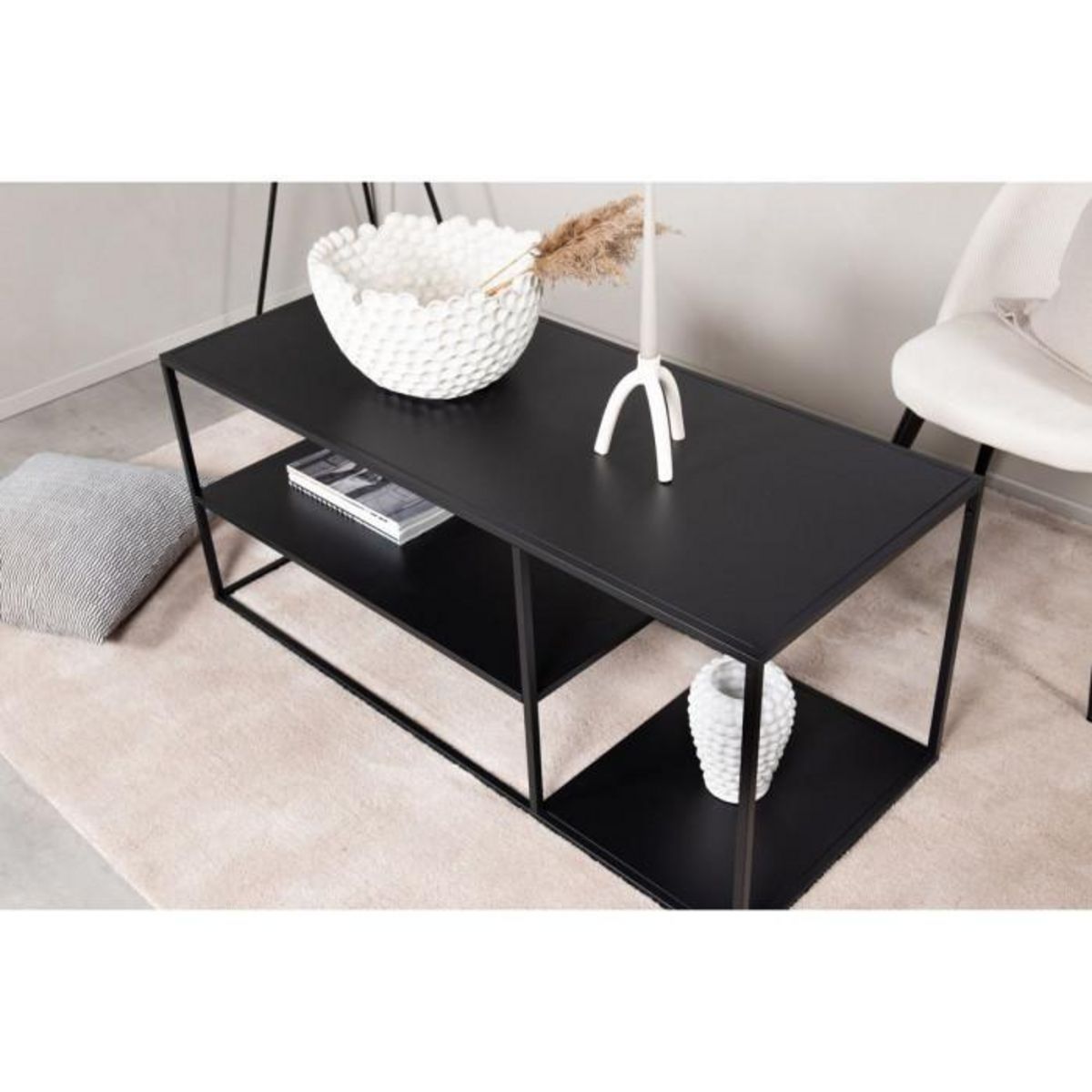 Paris Prix Table Basse Avec Étagères  Staal  120cm Noir