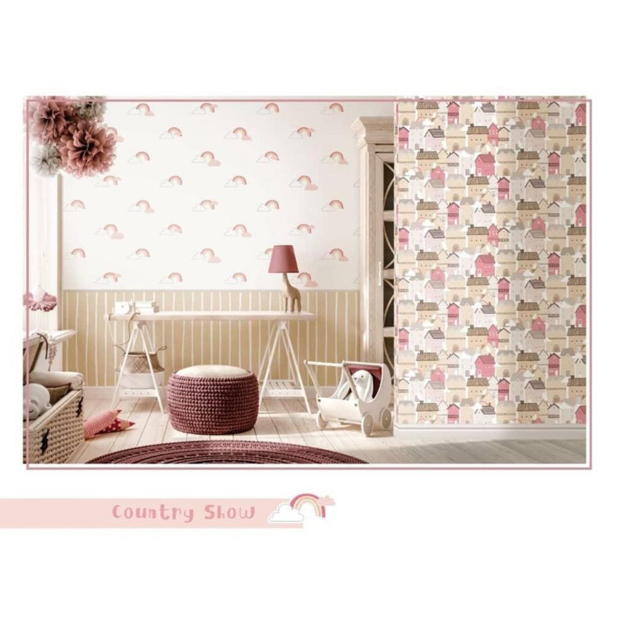 Noordwand Noordwand Papier peint Mondo baby Rainbows Blanc et rose