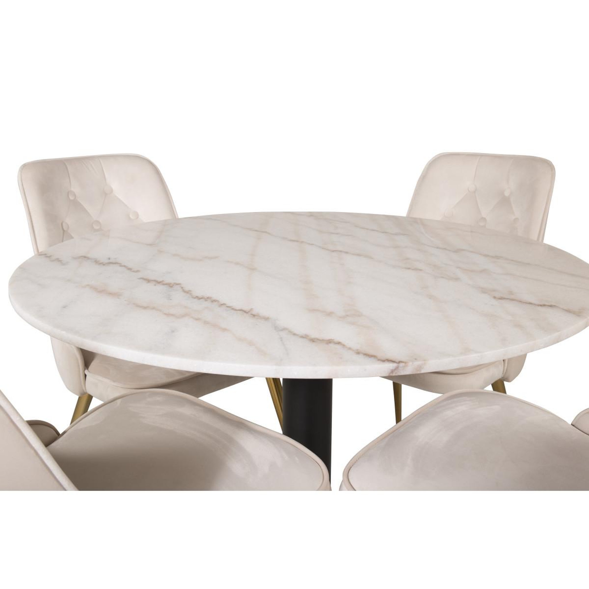 Voir la diapositive 2 : Paris Prix Ensemble table à manger & 4 chaises  estelle i & deluxe ii  106cm blanc & beige