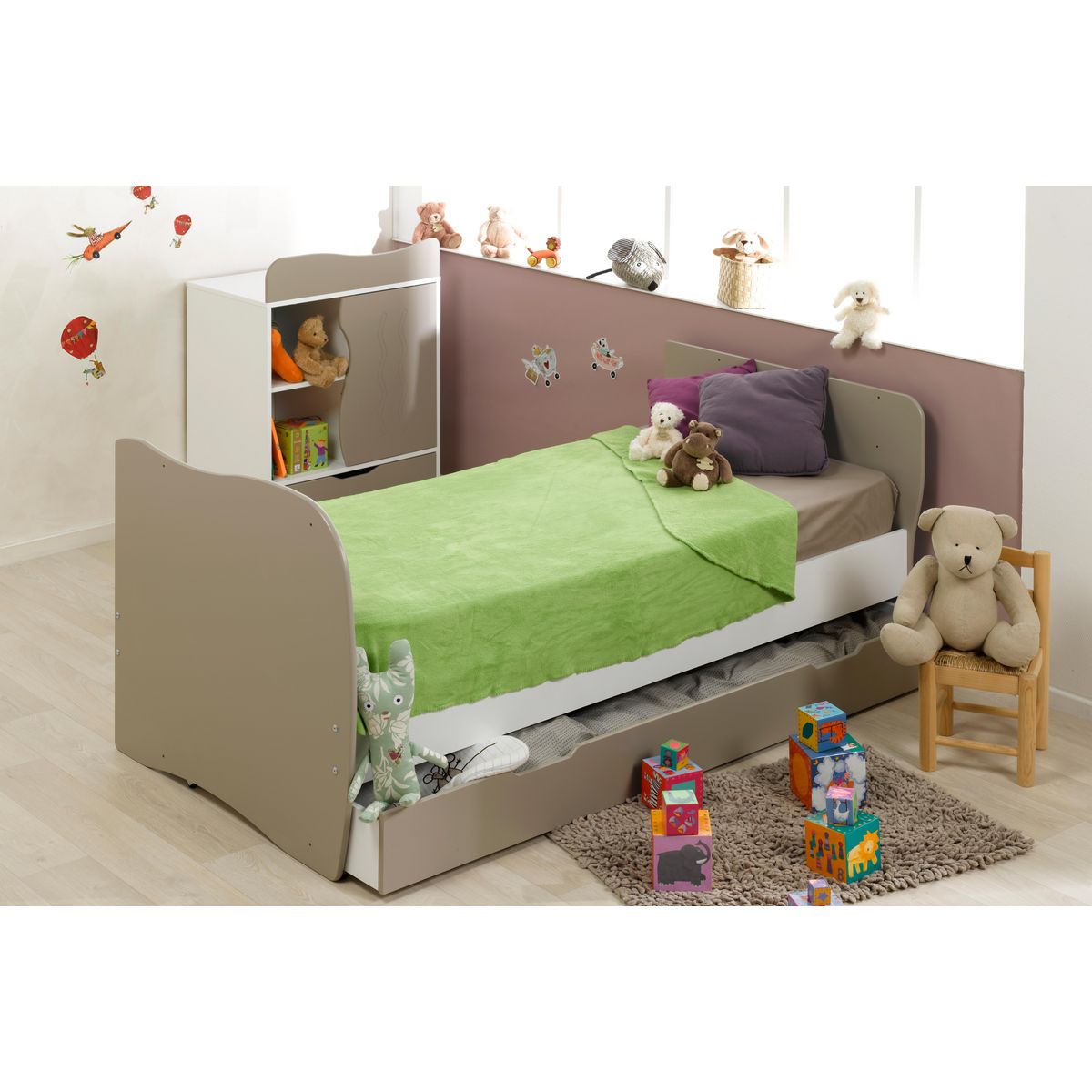 Lit bébé combiné 70x140 cm MOON évolutif 90x190 cm