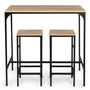 Voir la diapositive 3 : ID MARKET Ensemble table haute de bar DETROIT 95 cm et 2 tabourets design industriel