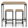 Voir la diapositive 3 : ID MARKET Ensemble table haute de bar DETROIT 95 cm et 2 tabourets design industriel