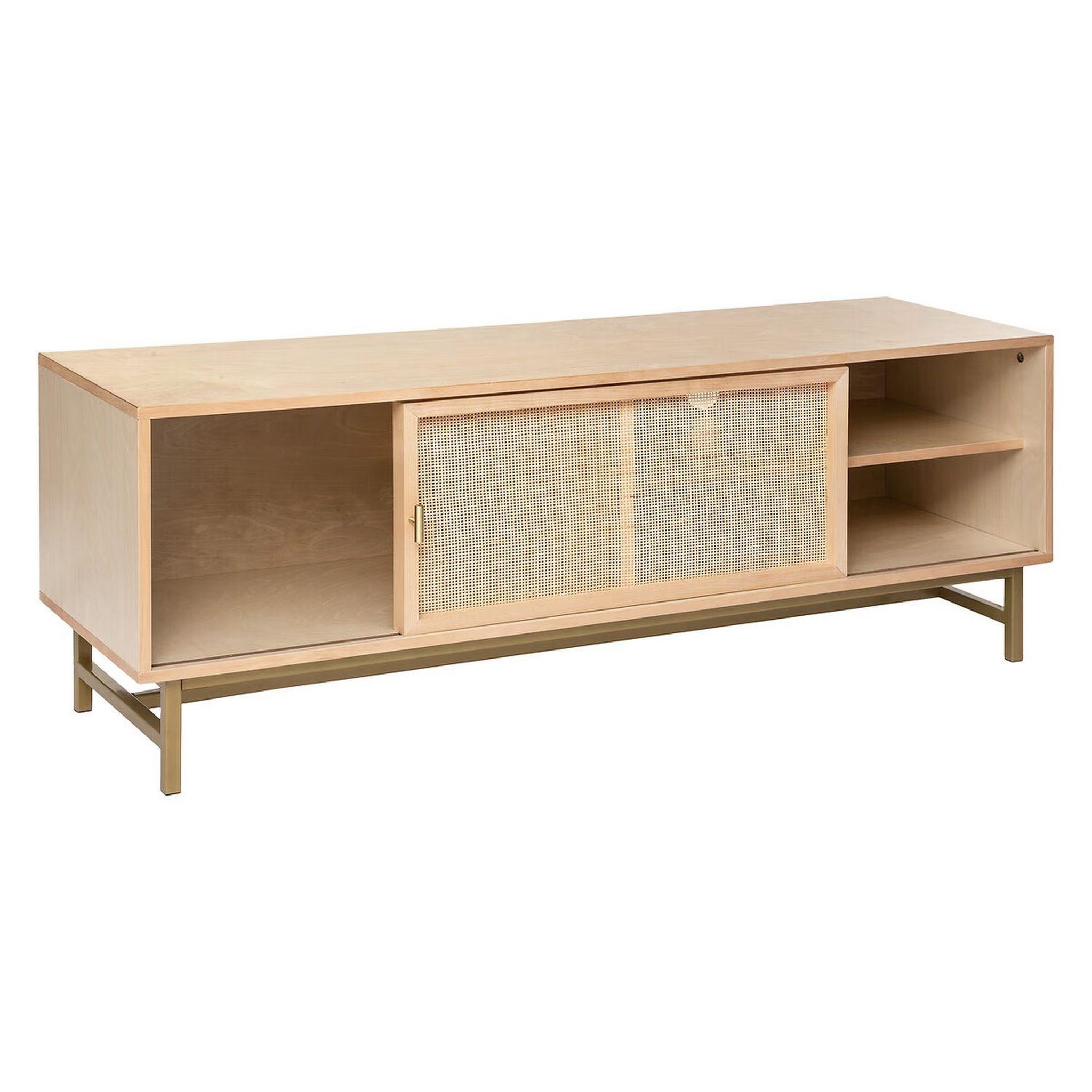 Voir la diapositive 3 : ATMOSPHERA Meuble tv 1 porte en bois et cannage rayo - beige