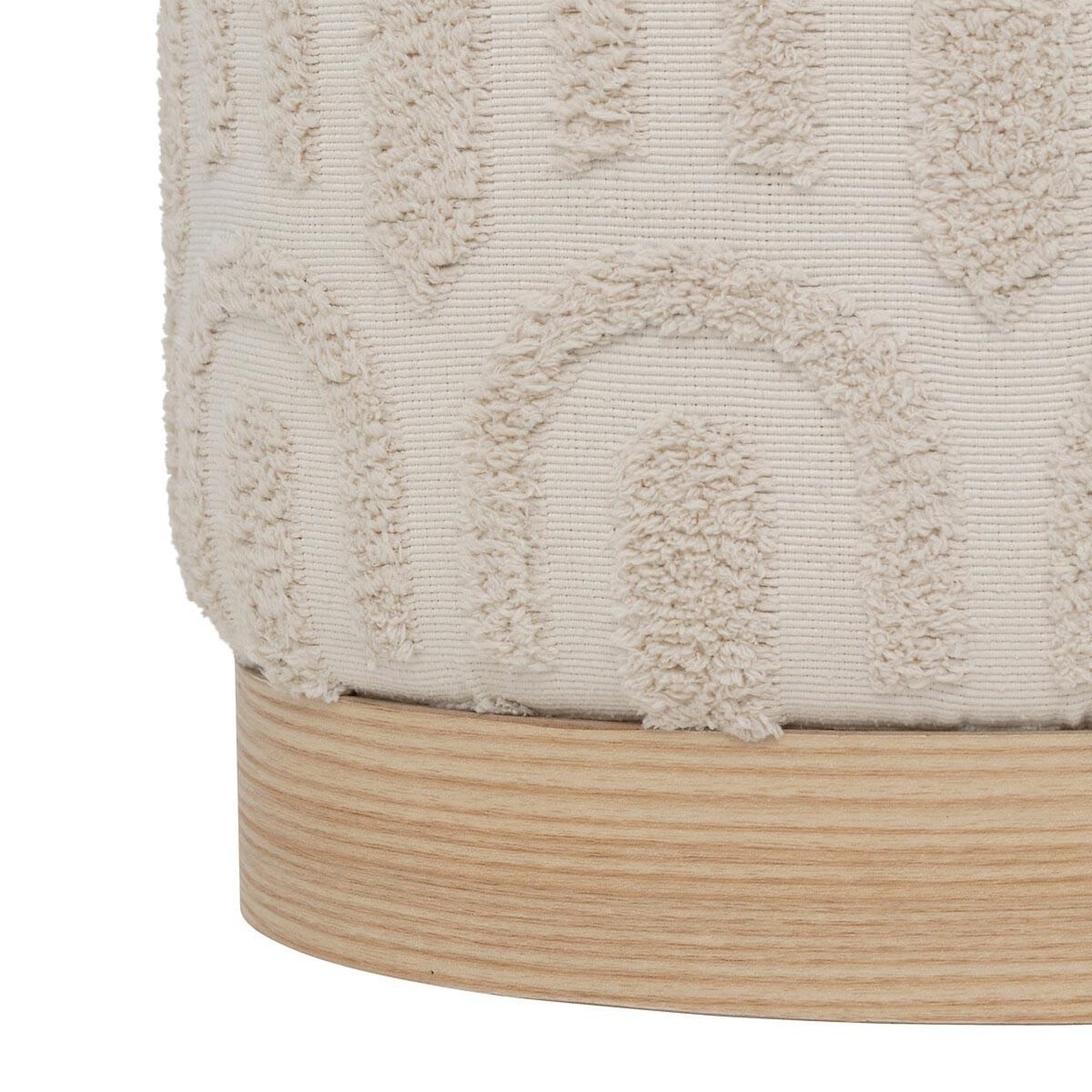 Voir la diapositive 2 : ATMOSPHERA Pouf motif tufté  copas  38cm blanc