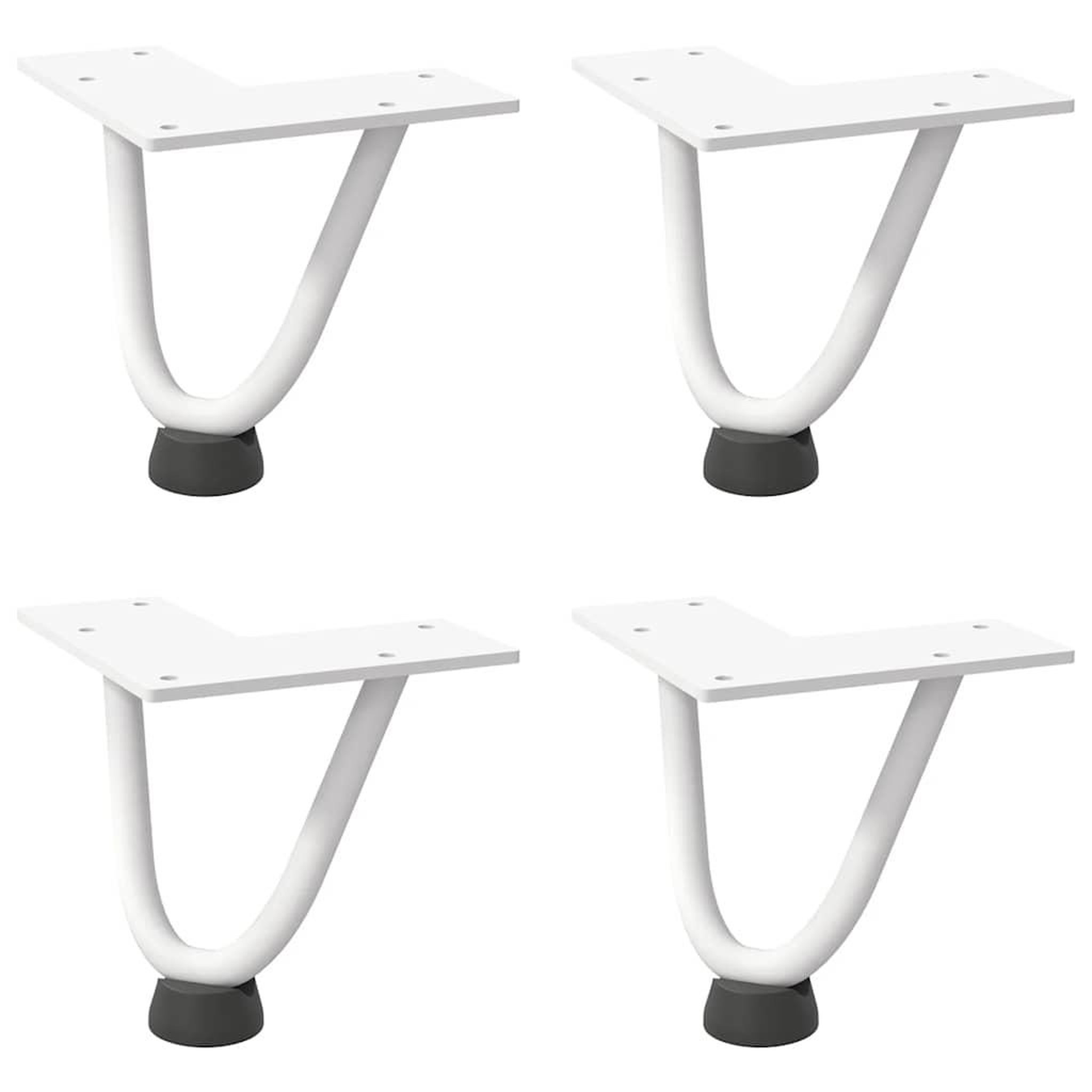 Voir la diapositive 2 : VIDAXL Pieds de table en forme d'epingle a cheveux 4 pcs blanc 10 cm