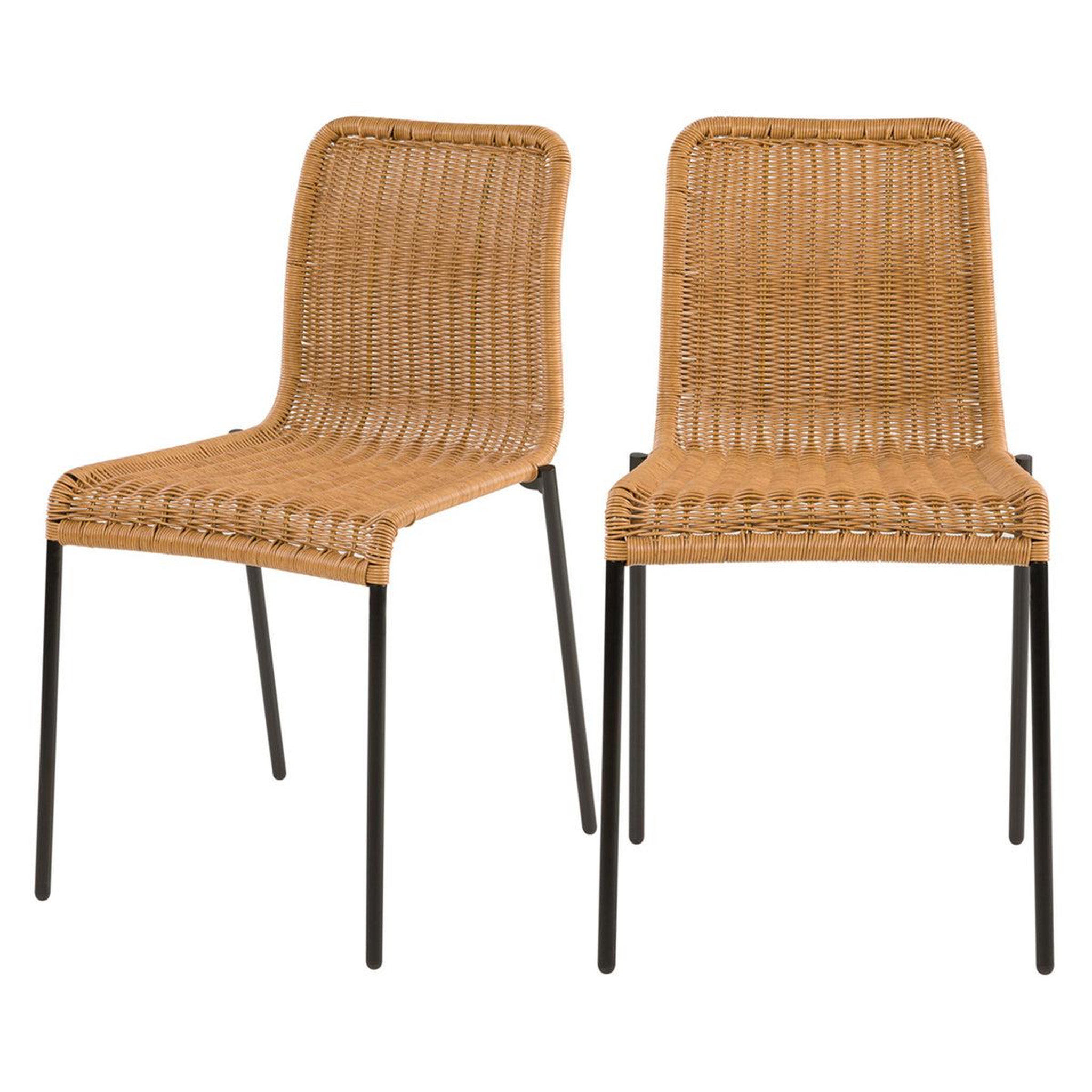 MAISON PAVANE Lot de 2 chaises intérieur/extérieur en résine tressée naturelle-sirivara