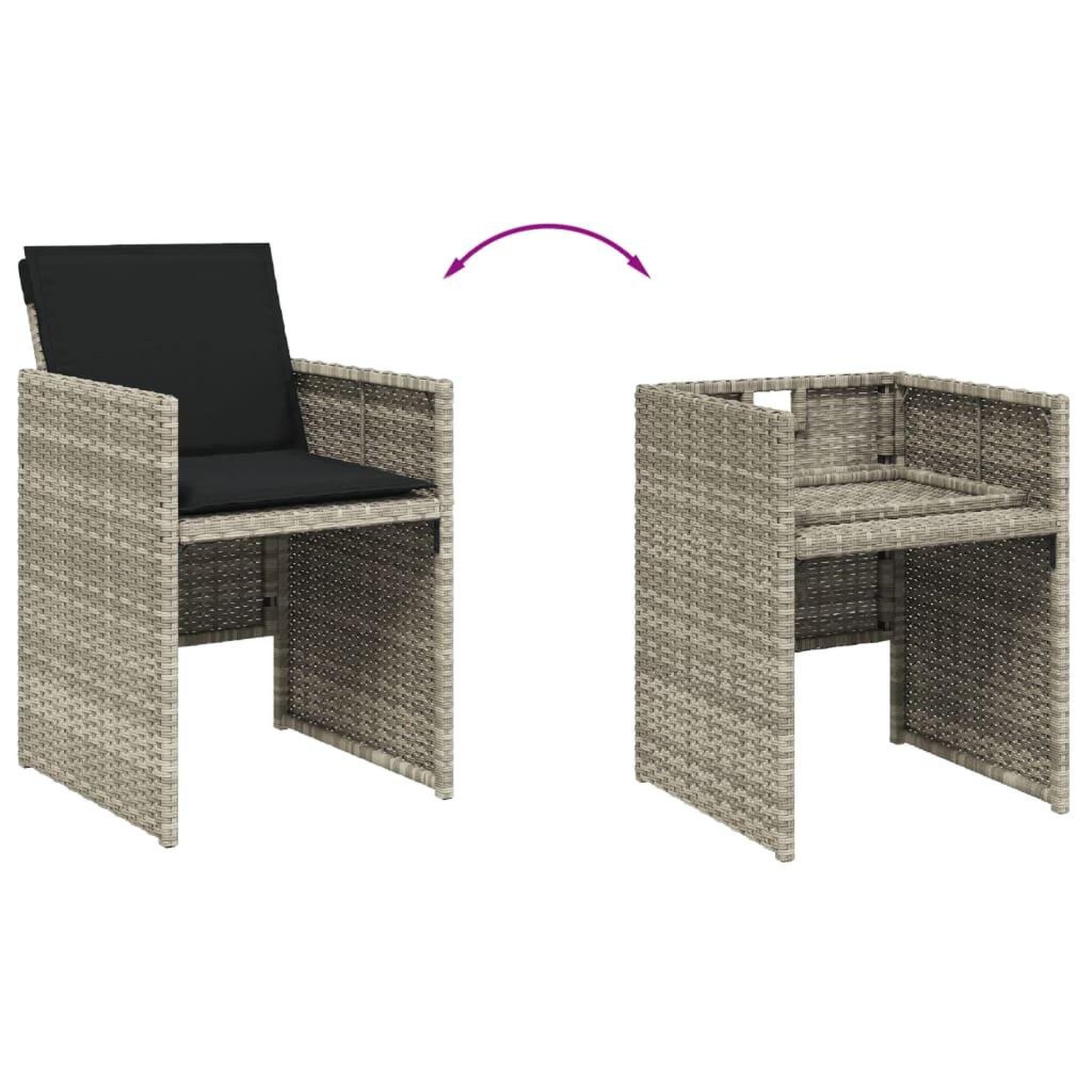 Voir la diapositive 5 : VIDAXL Ensemble a manger de jardin et coussins 9 pcs gris clair rotin