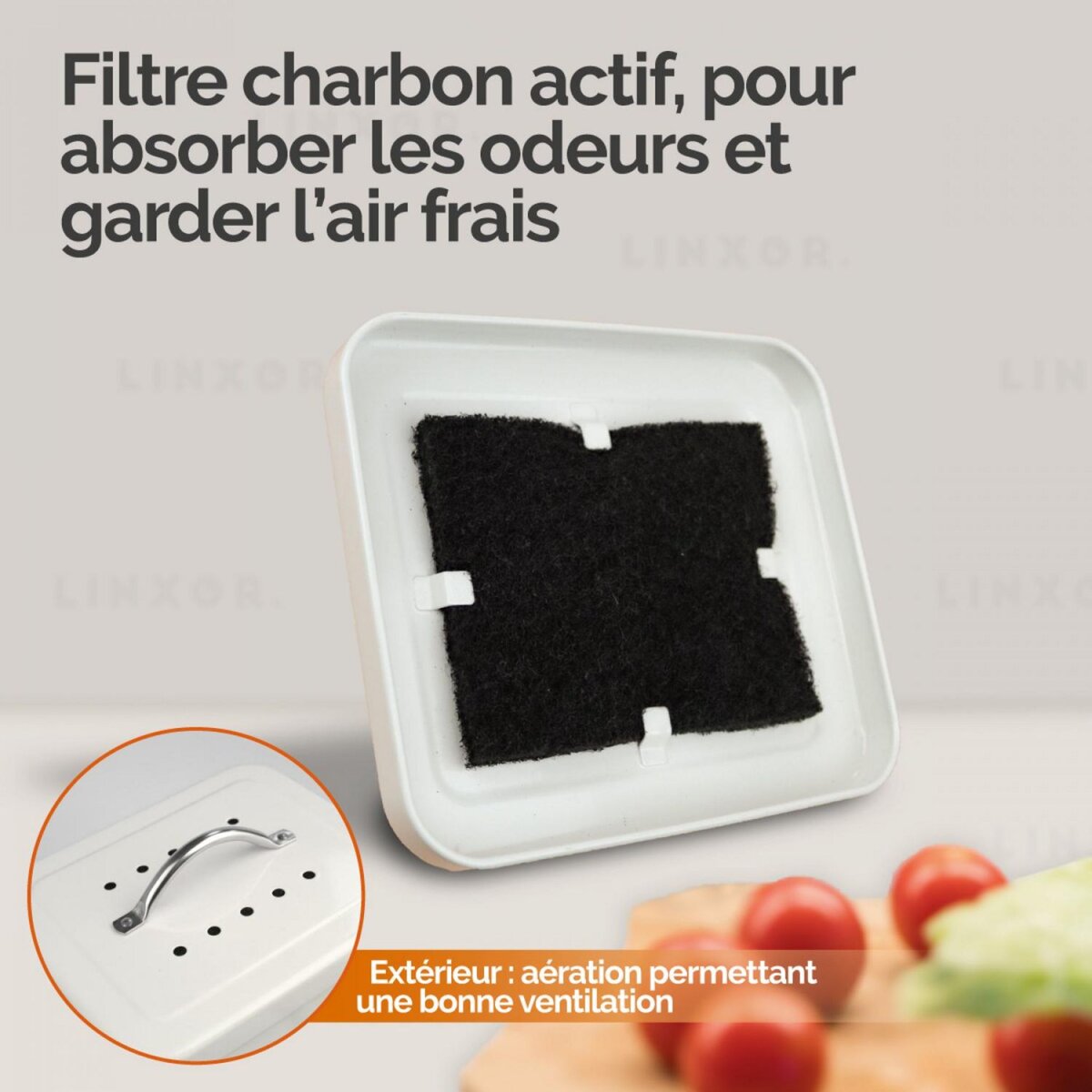 LINXOR Composteur, bac, poubelle à compost de cuisine - 3 L - Beige
