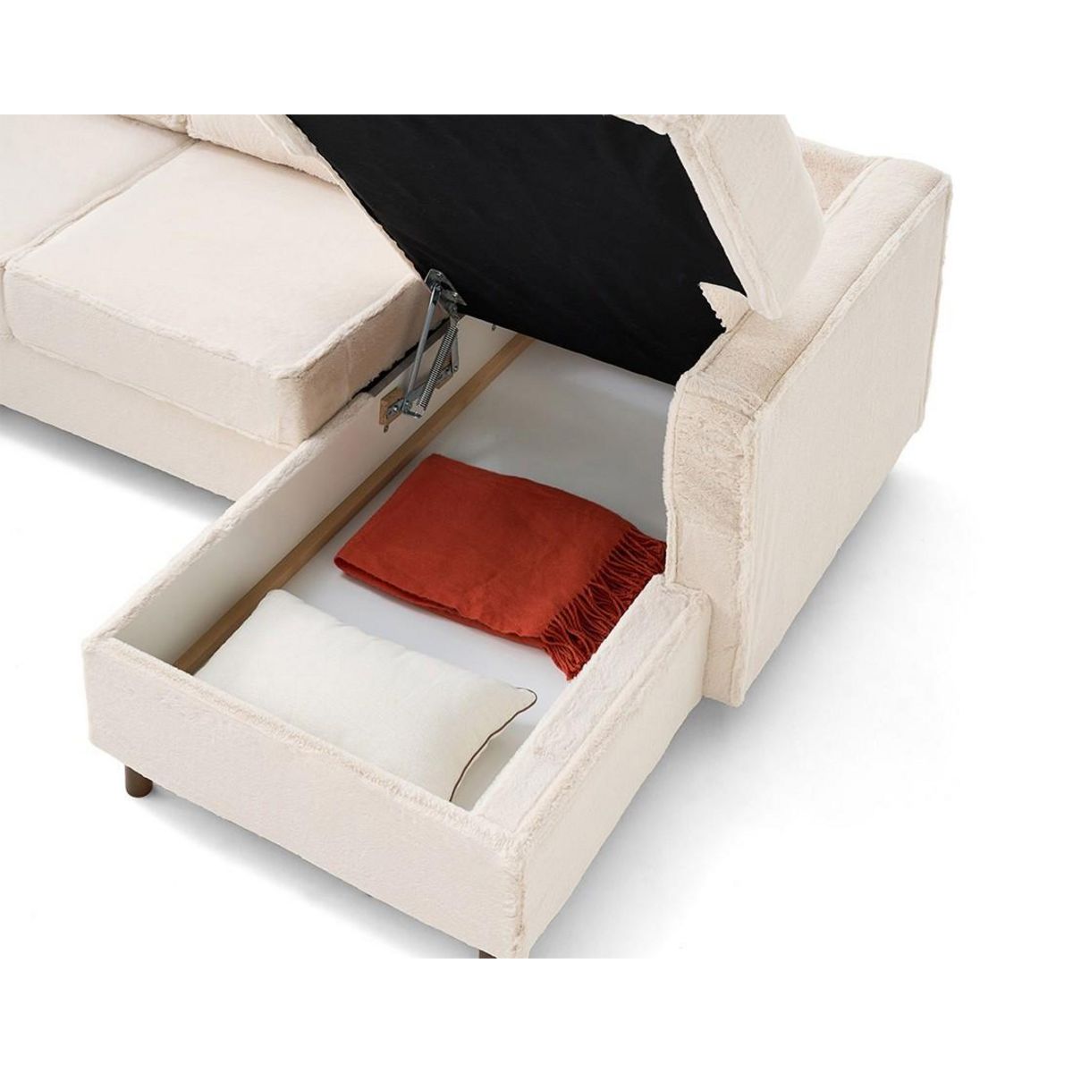 LISA DESIGN Jake - canapé panoramique d'angle gauche 7 places convertible avec coffre en fausse fourrure