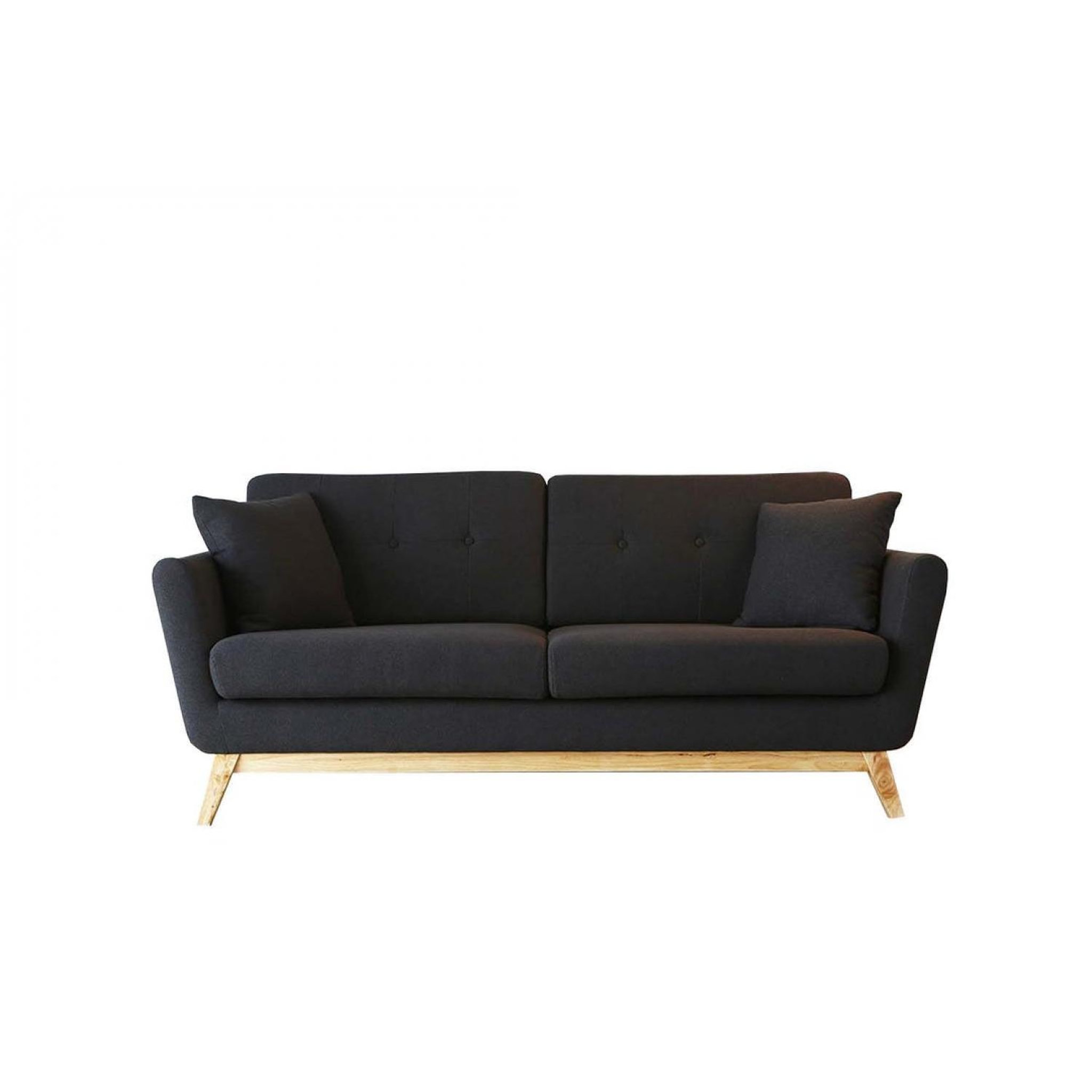 CONCEPT USINE Canapé 3 places scandinave en tissu gris anthracite hoga