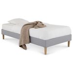 IDIMEX Sommier tapissier PAIMPOL 90 x 190 cm revêtement tissu. Coloris disponibles : Beige, Gris, Noir