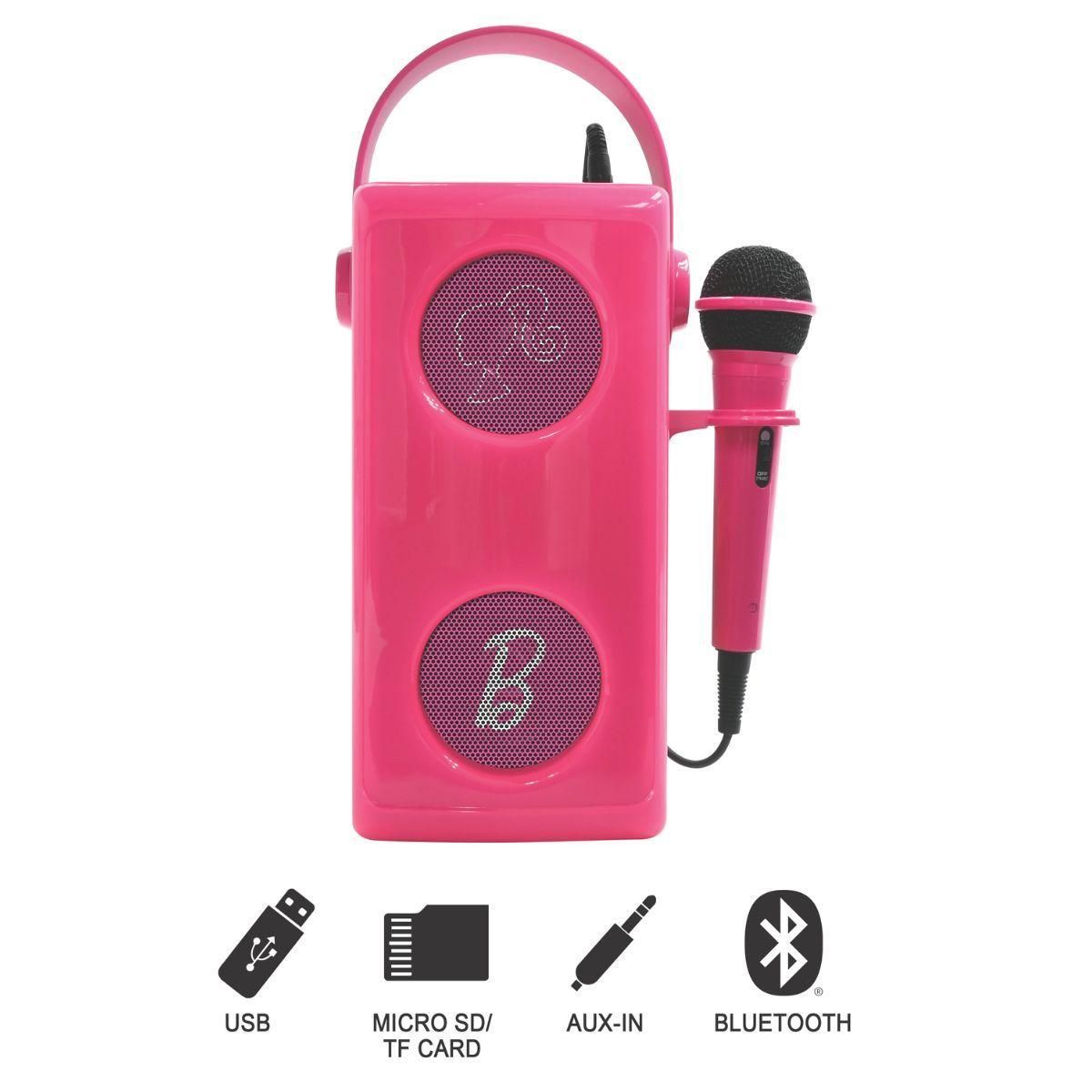 Lexibook Puissante enceinte Bluetooth lumineuse Barbie avec micro