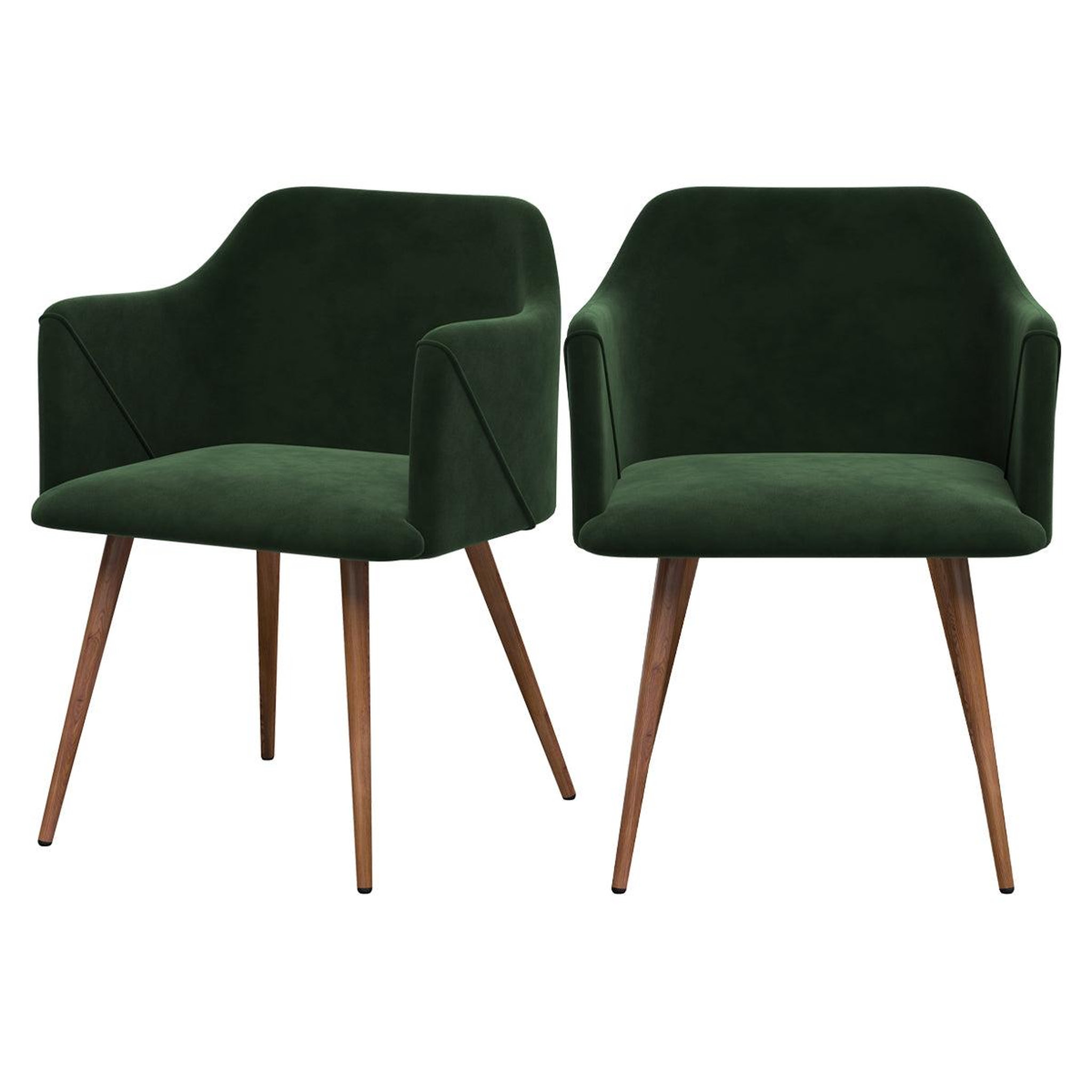 MAISON PAVANE Lot de 2 chaises avec accoudoirs en velours vert foncé-daisy