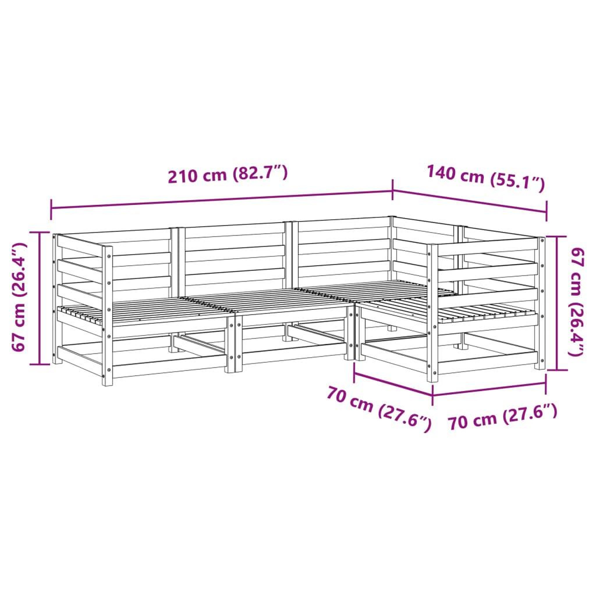 Voir la diapositive 6 : VIDAXL Salon de jardin 4 pcs bois massif sapin de douglas