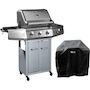 Voir la diapositive 1 : Habitat et Jardin Barbecue Gaz avec LED  Bingo 4  - 4 brûleurs dont 1 latéral - 14kW + Housse protection - Argenté