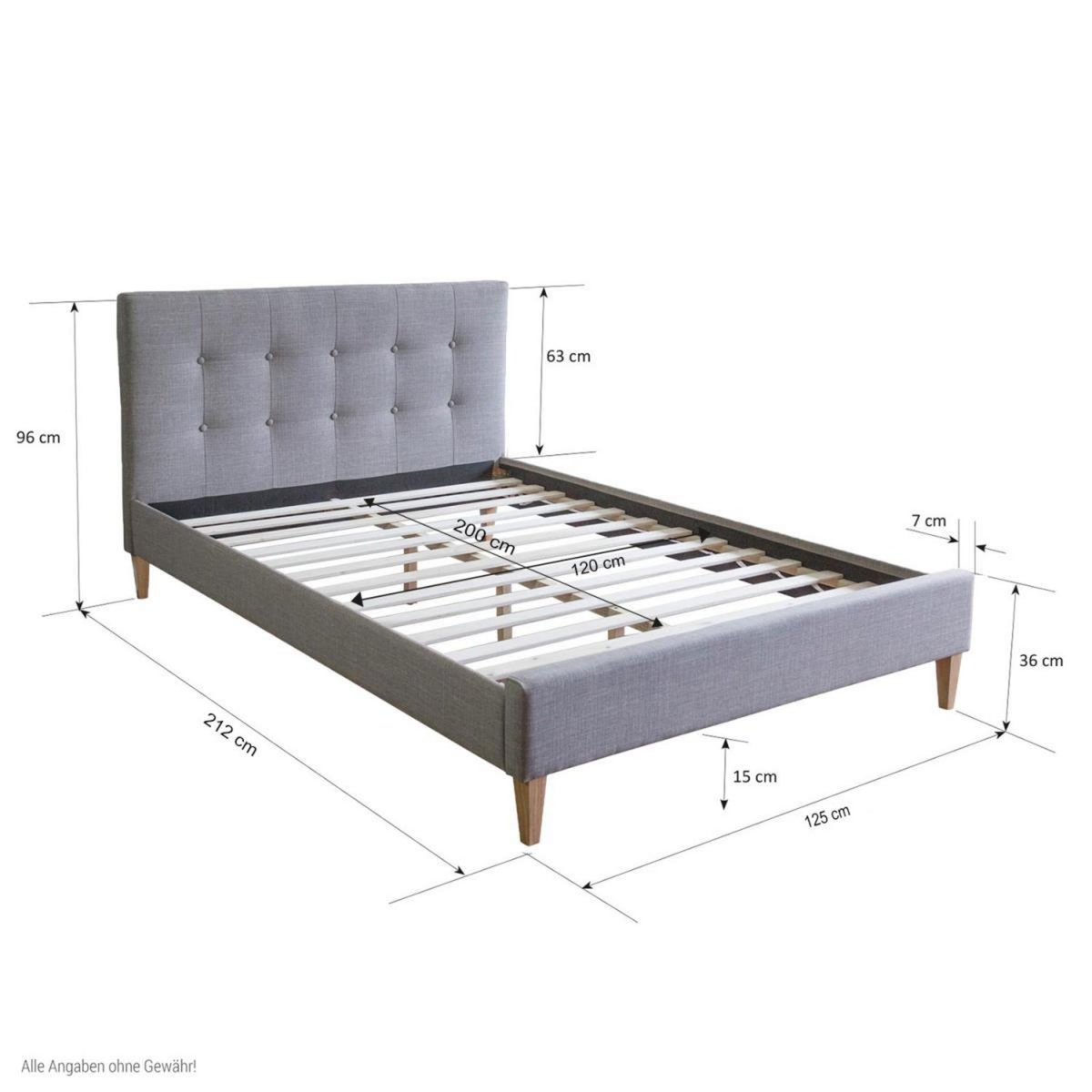 HomeStyle4U Lit rembourré avec matelas 120x200 Sommier à lattes