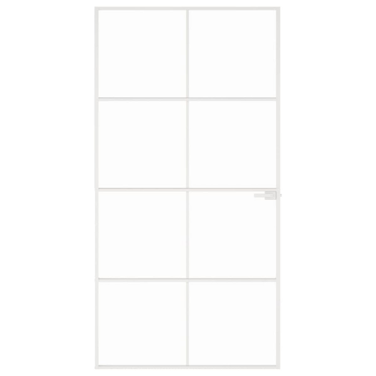 VIDAXL Porte d'interieur Blanc 102x201,5 cm Trempe verre aluminium fin