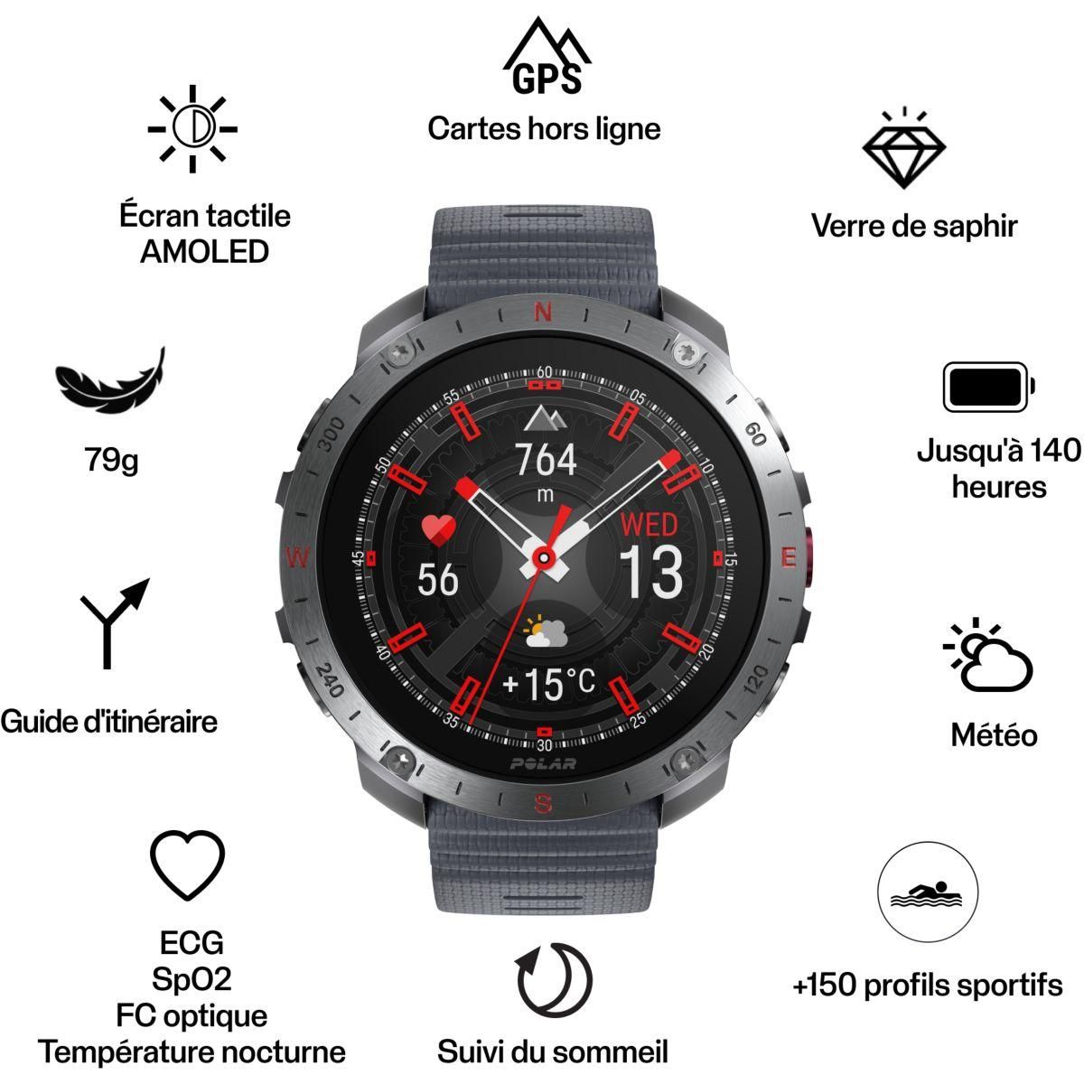 POLAR Montre sport GRIT X2 PRO Stone Grey S-L