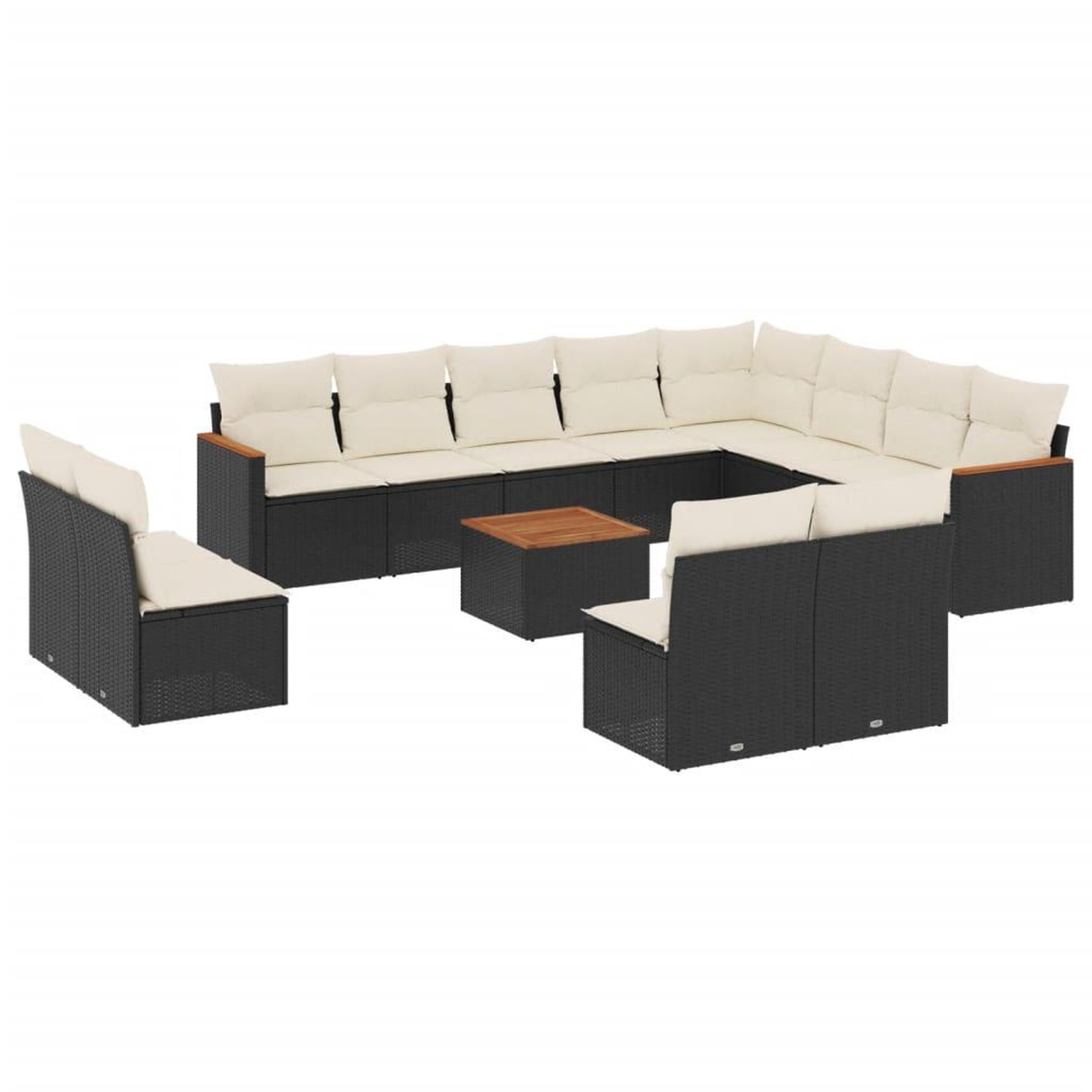 Voir la diapositive 2 : VIDAXL Salon de jardin avec coussins 13 pcs noir resine tressee