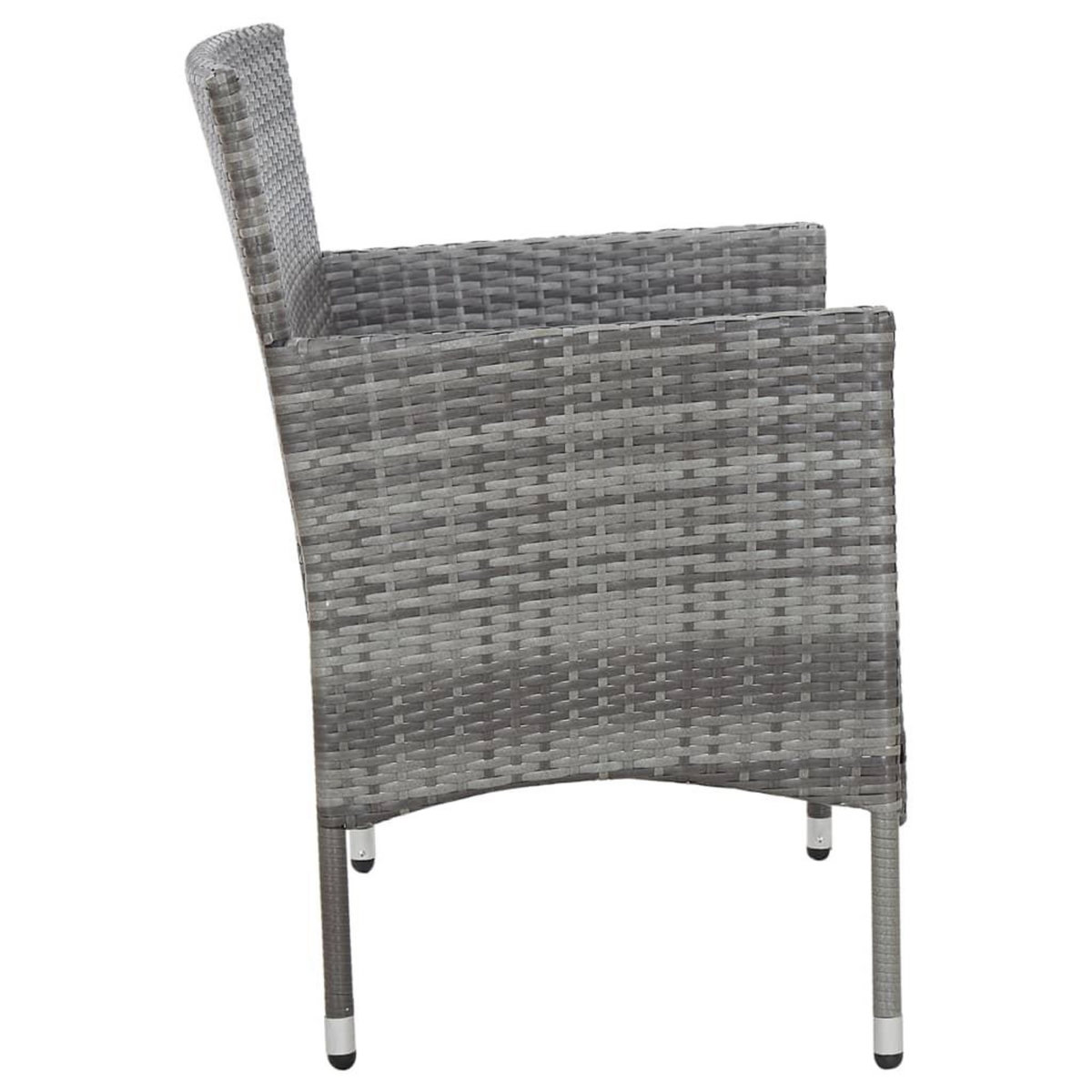 VIDAXL Salon de jardin 4 pcs avec coussins resine tressee gris