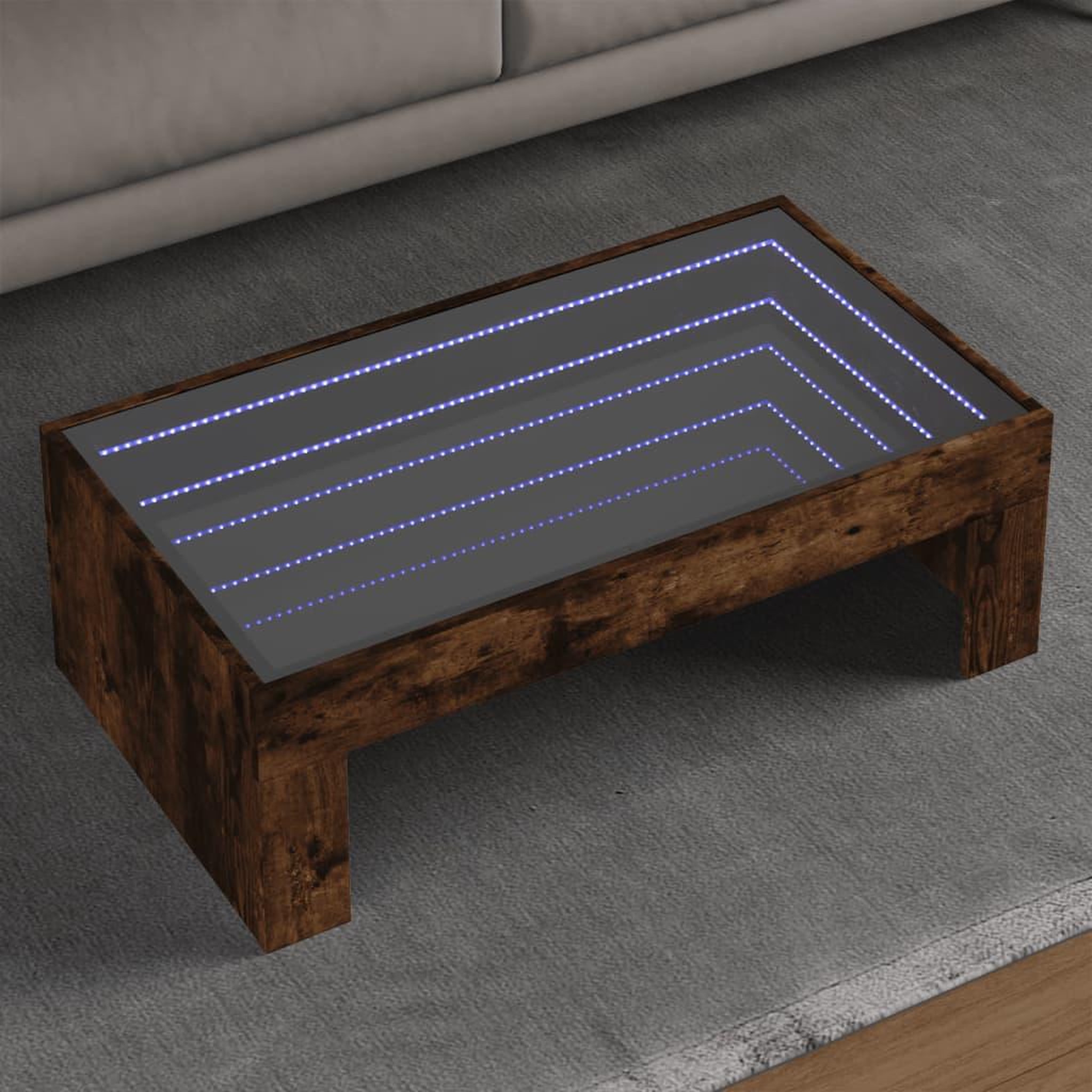 VIDAXL Table basse avec LED infini chene fume 90x50x30 cm