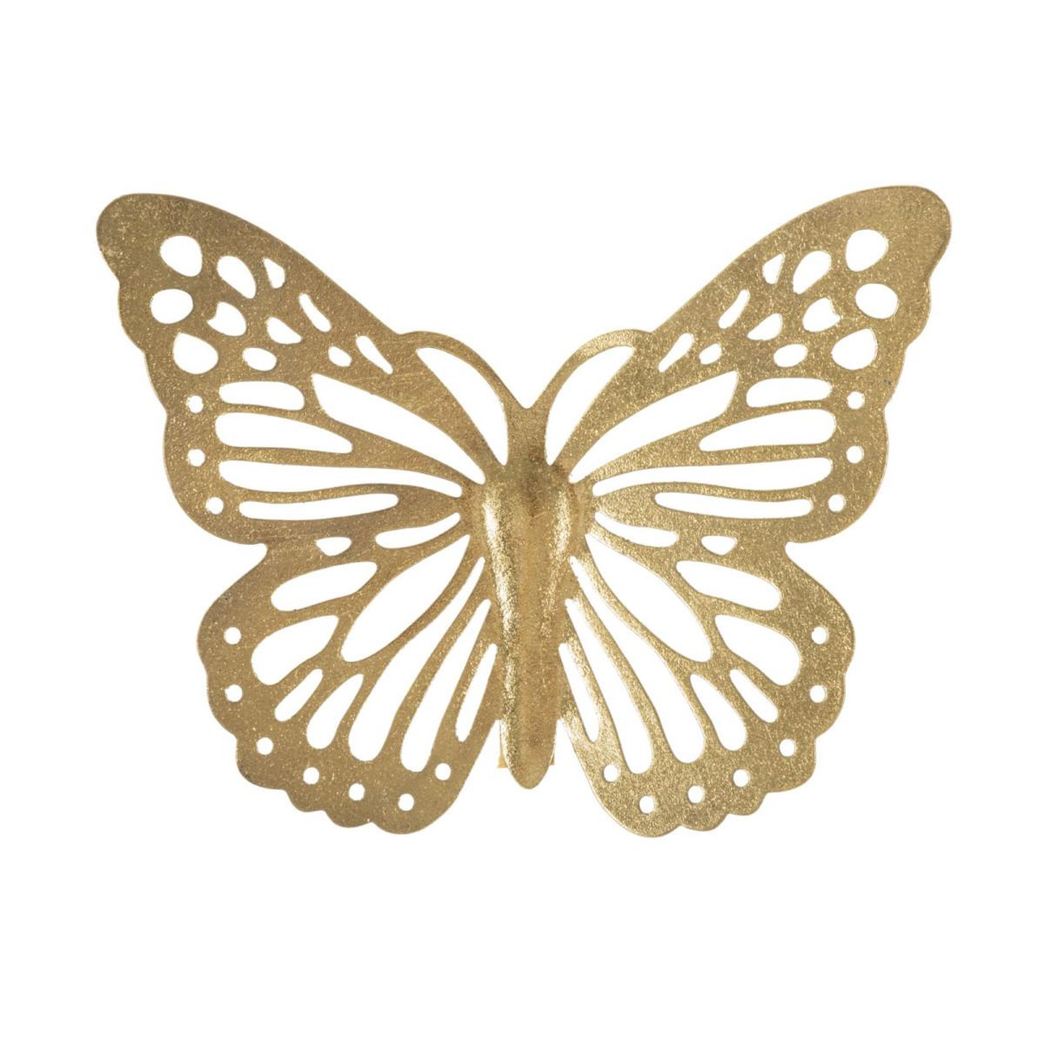 Voir la diapositive 4 : Paris Prix Lot de 4 décorations murales en métal  butterflies  35cm or
