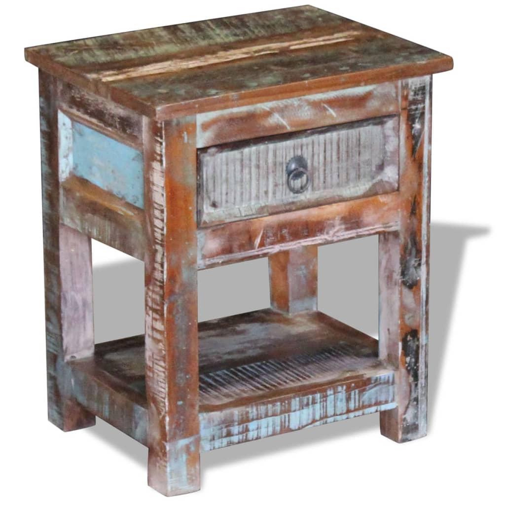 VIDAXL Table d'appoint 1 tiroir Bois de recuperation massif 43x33x51cm