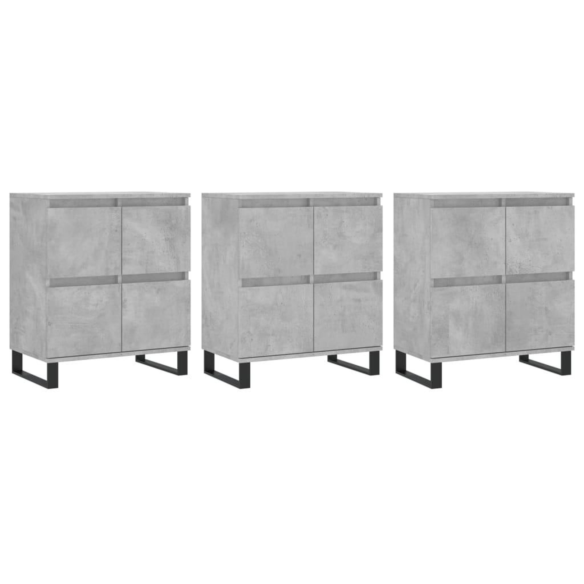 Voir la diapositive 2 : VIDAXL Buffets 3 pcs gris beton bois d'ingenierie