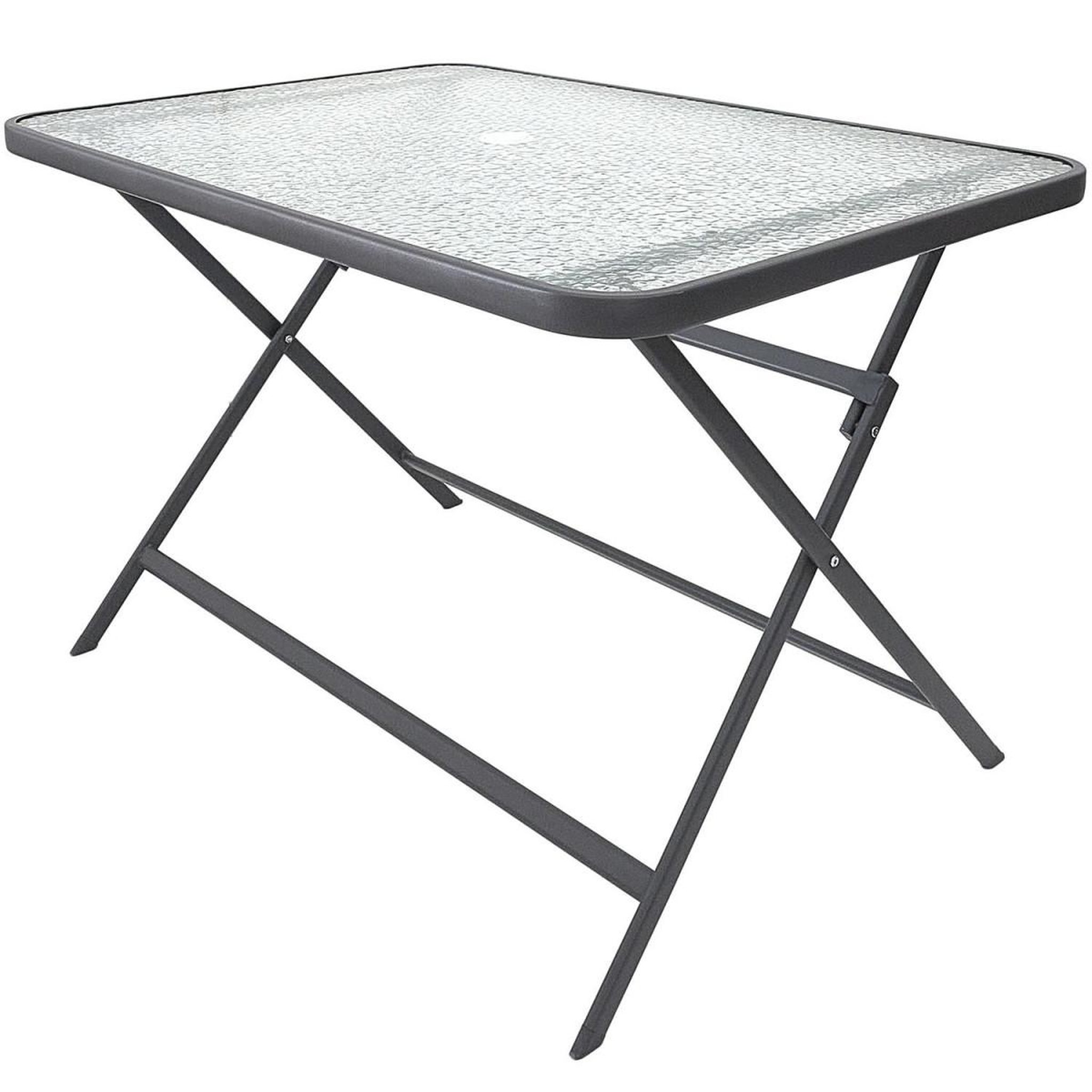 Voir la diapositive 4 : The Home Deco Factory Table de Jardin en Verre  Formentera  110cm Gris