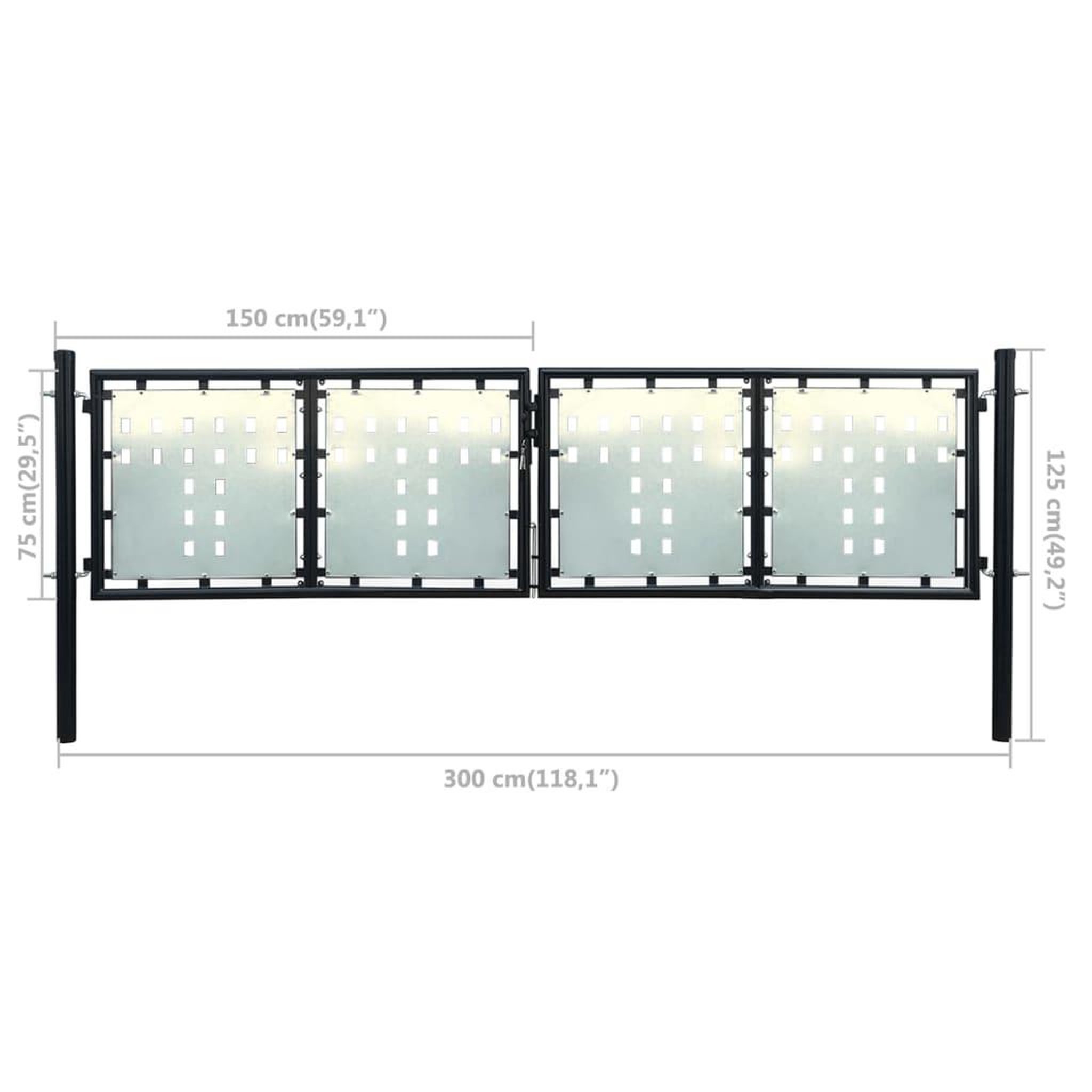 Voir la diapositive 6 : VIDAXL Portail simple de cloture Noir 300x125 cm