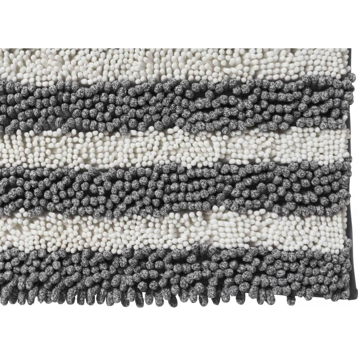 GUY LEVASSEUR Tapis de bain déco à rayures en polyester 50x80cm