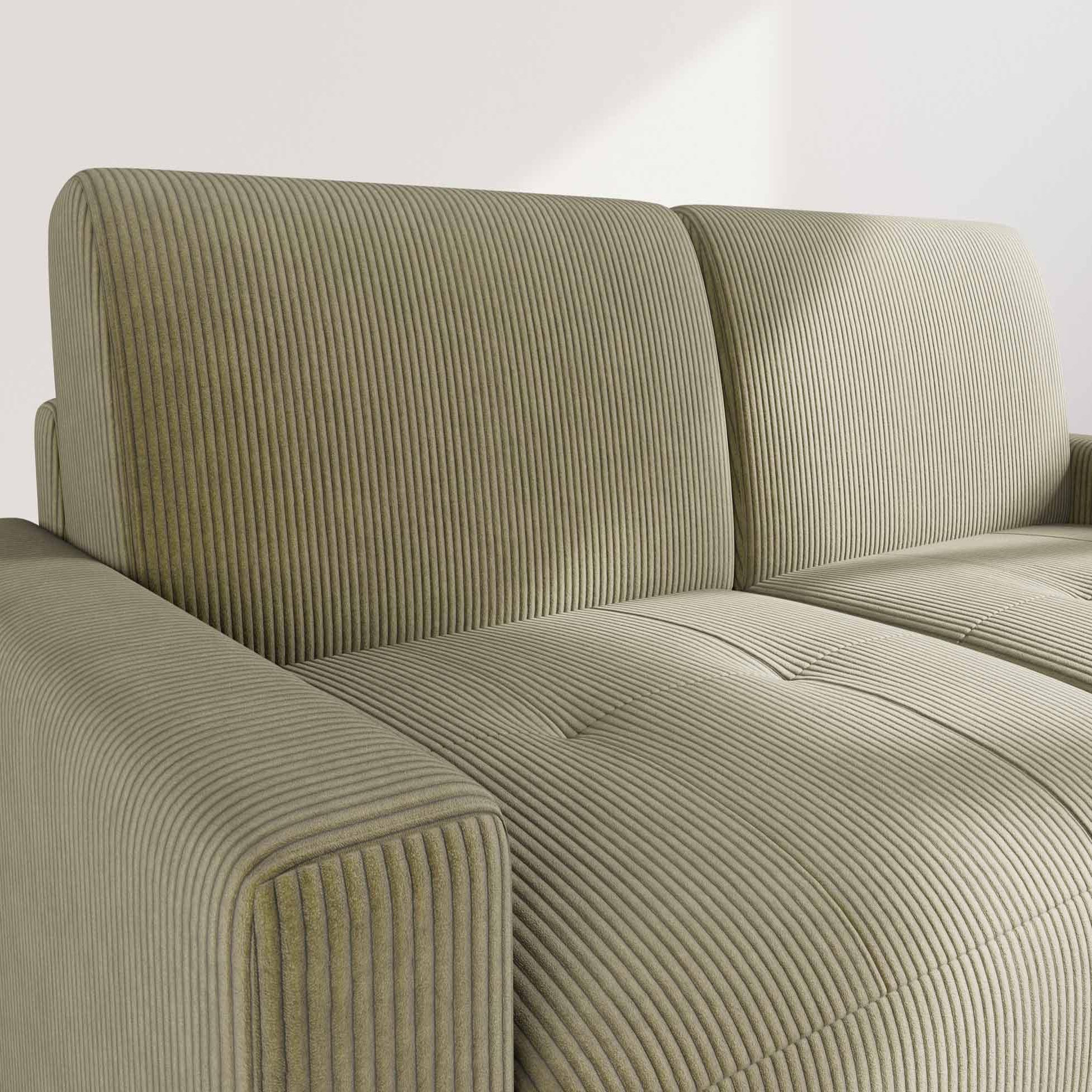 Voir la diapositive 6 : BEST MOBILIER Tristan - canapé lit 3 places convertible express couchage quotidien 140 cm matelas 18 cm en velours côtelé