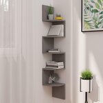 VIDAXL Etagere d'angle murale gris 19x19x123 cm bois d'ingenierie