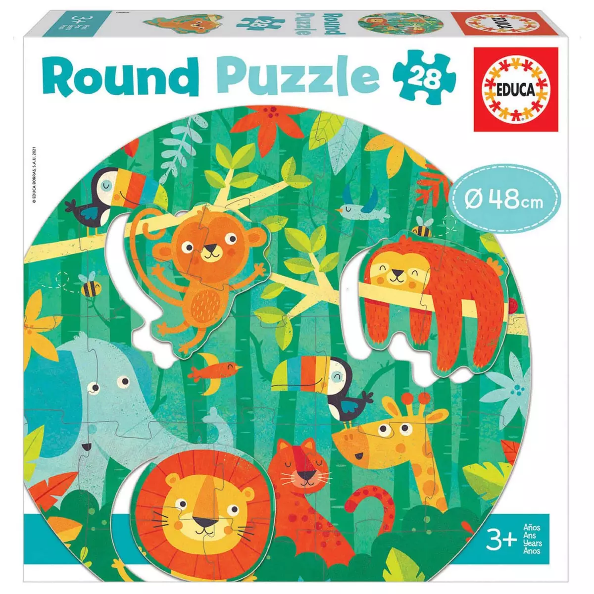 EDUCA Puzzle Rond 28 pièces : La Jungle