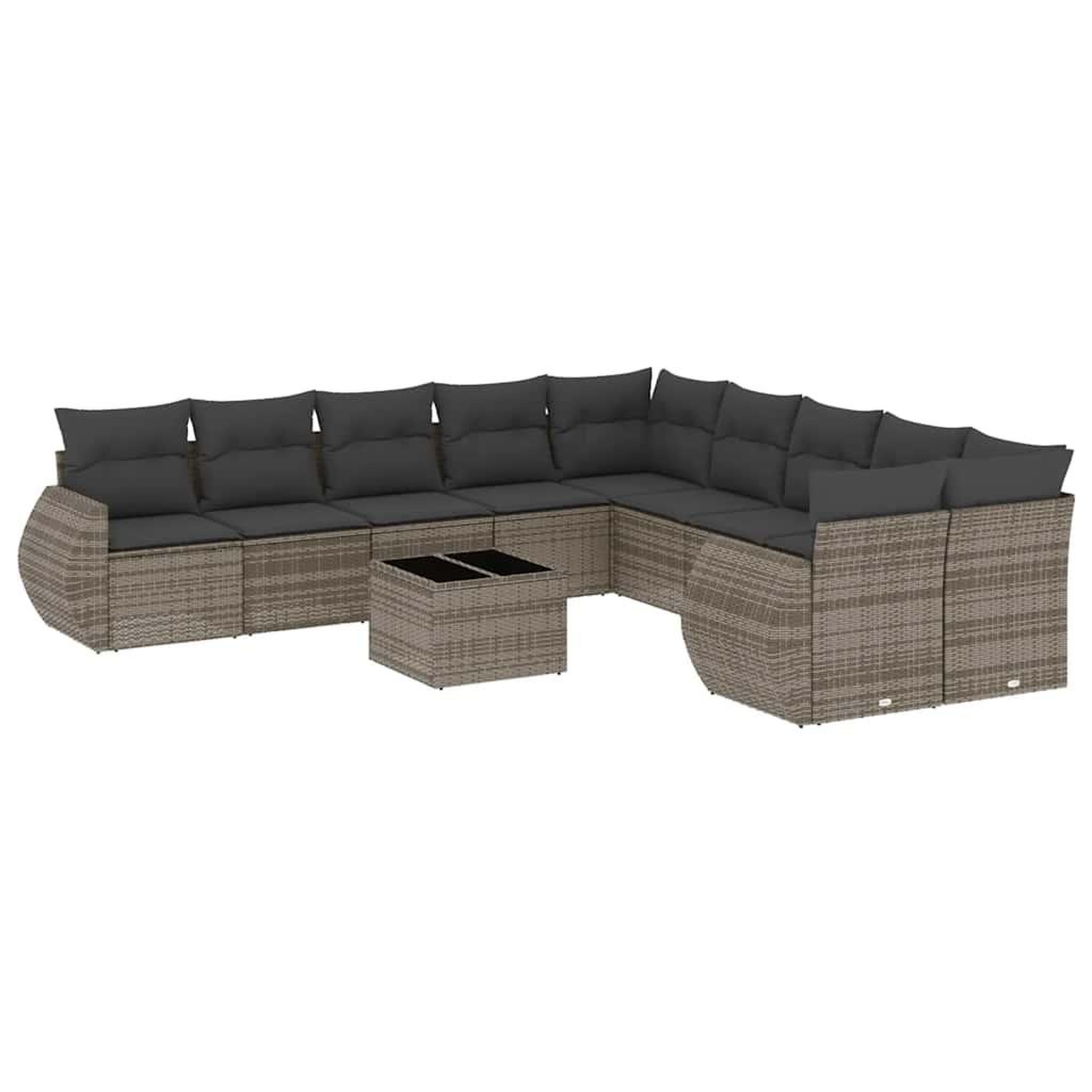 Voir la diapositive 2 : VIDAXL Salon de jardin 11 pcs avec coussins gris clair resine tressee