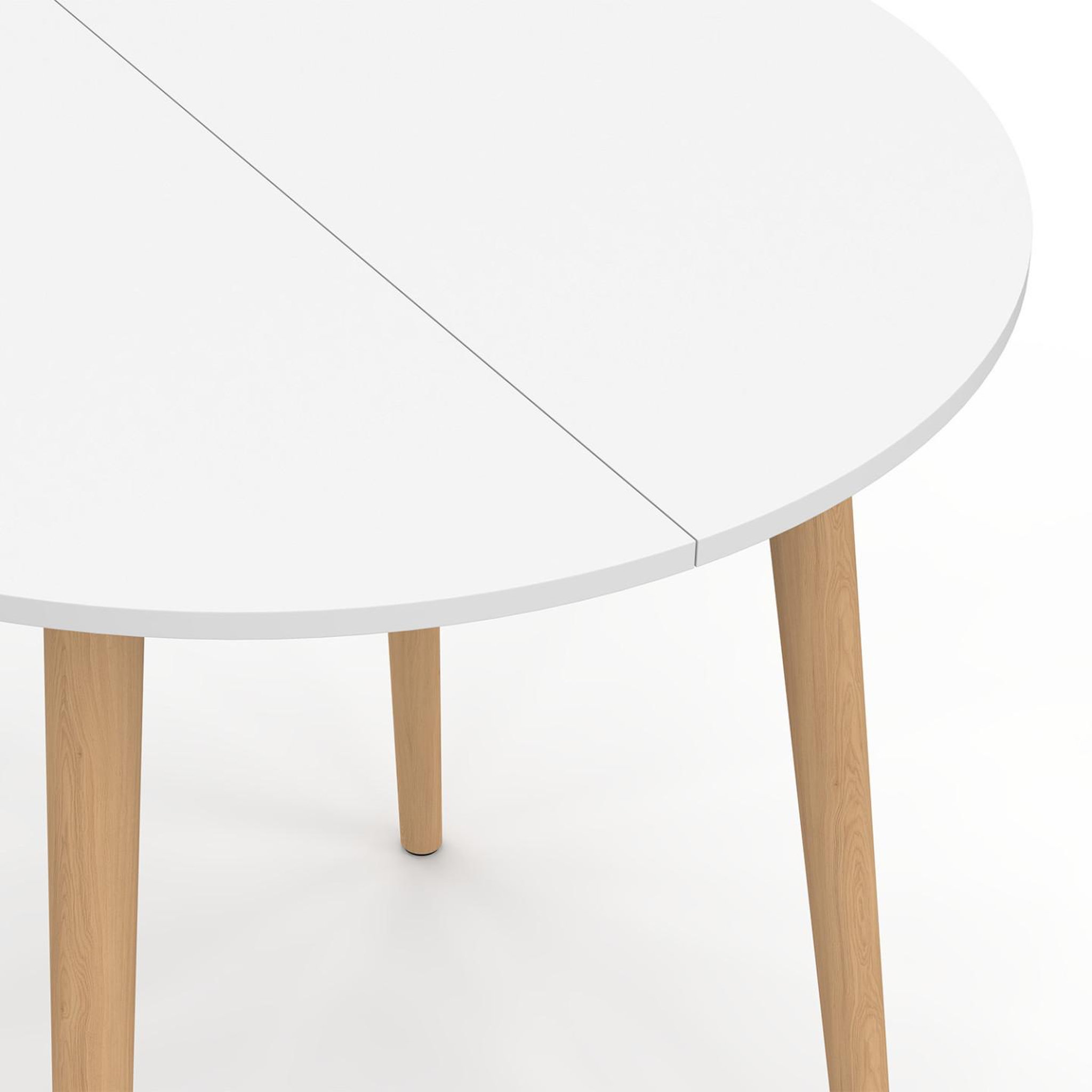 Voir la diapositive 5 : ID MARKET Table à manger fixe ronde angela 4 personnes blanc pieds bois 80 cm
