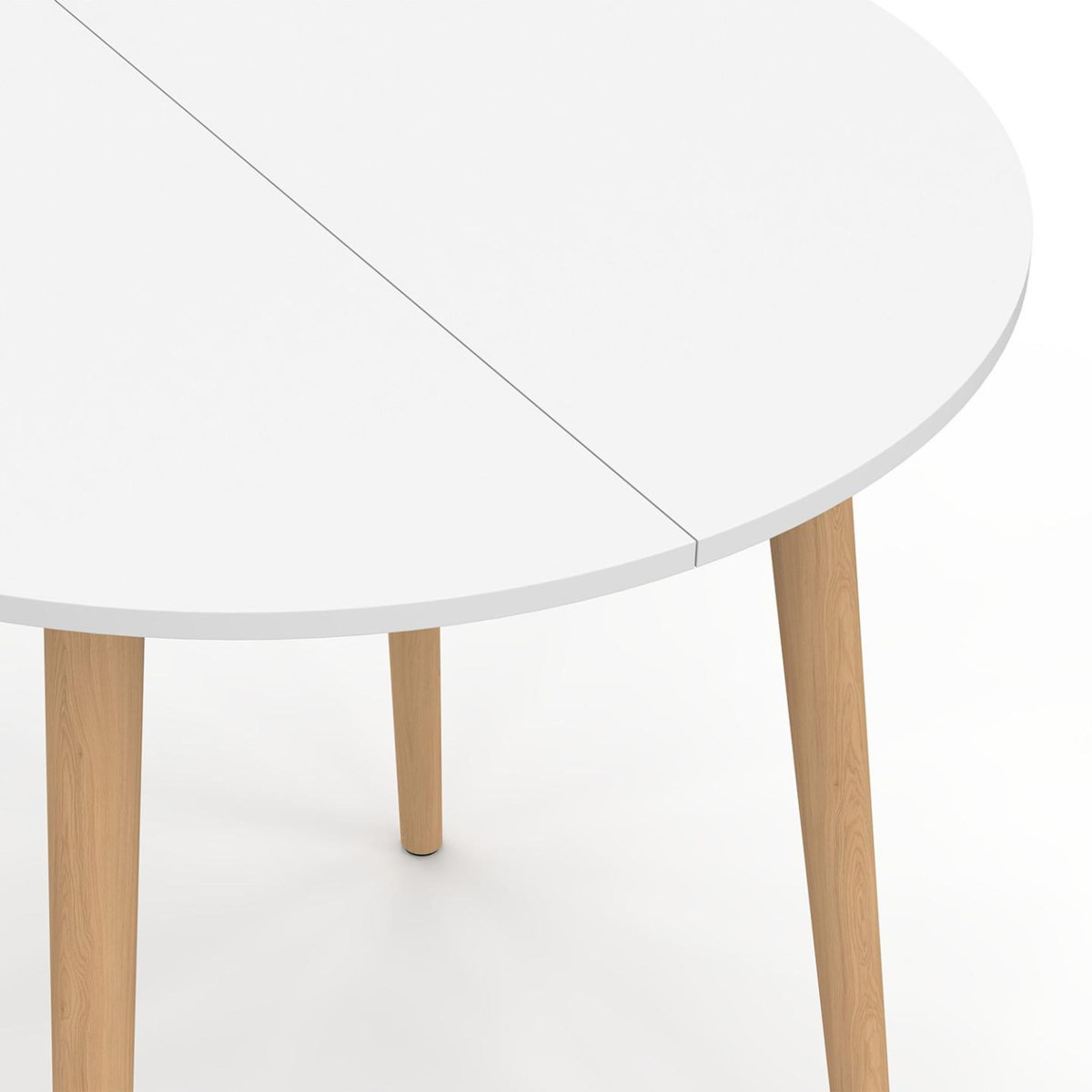 ID MARKET Table à manger fixe ronde ANGELA 4 personnes blanc pieds bois 80 cm